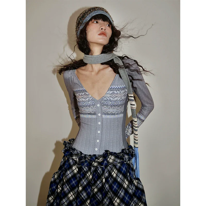 Fair Isle Plaid Long Dress