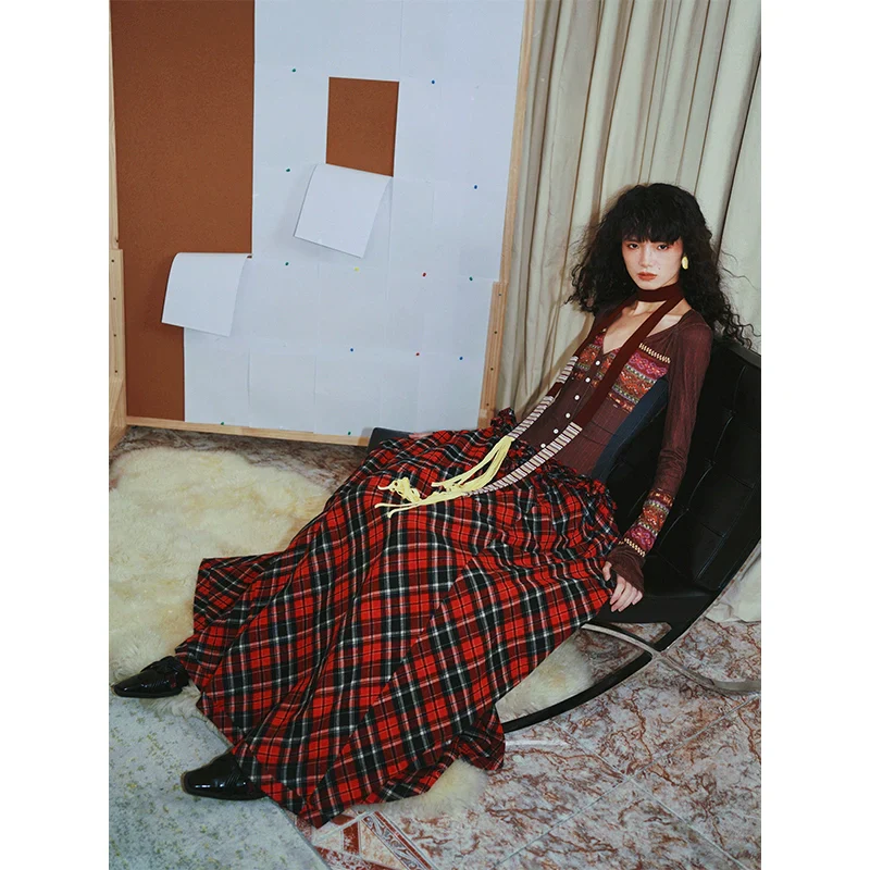 Fair Isle Plaid Long Dress - Image 3