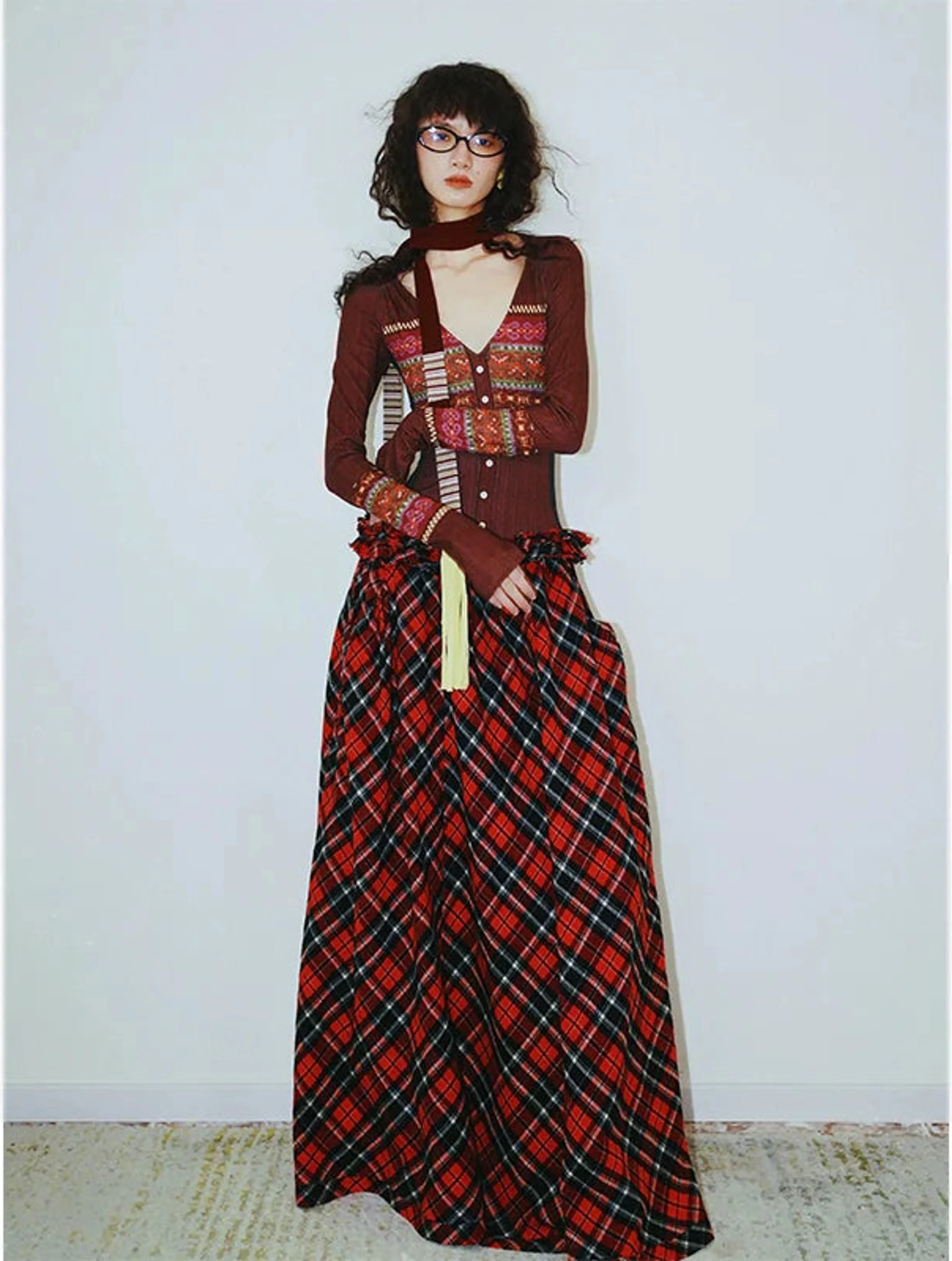 Fair Isle Plaid Long Dress - Image 4