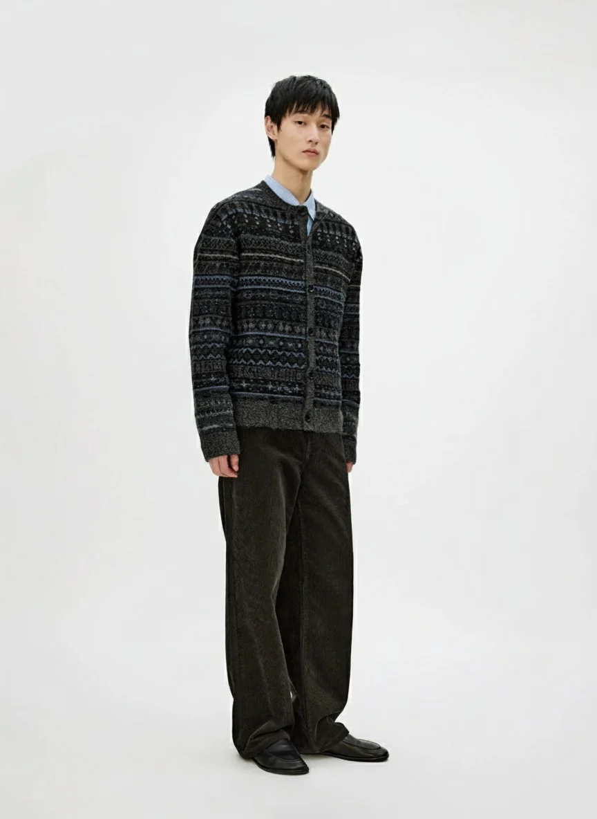 Fair Isle Wool-Blend Crew Cardigan - Image 4