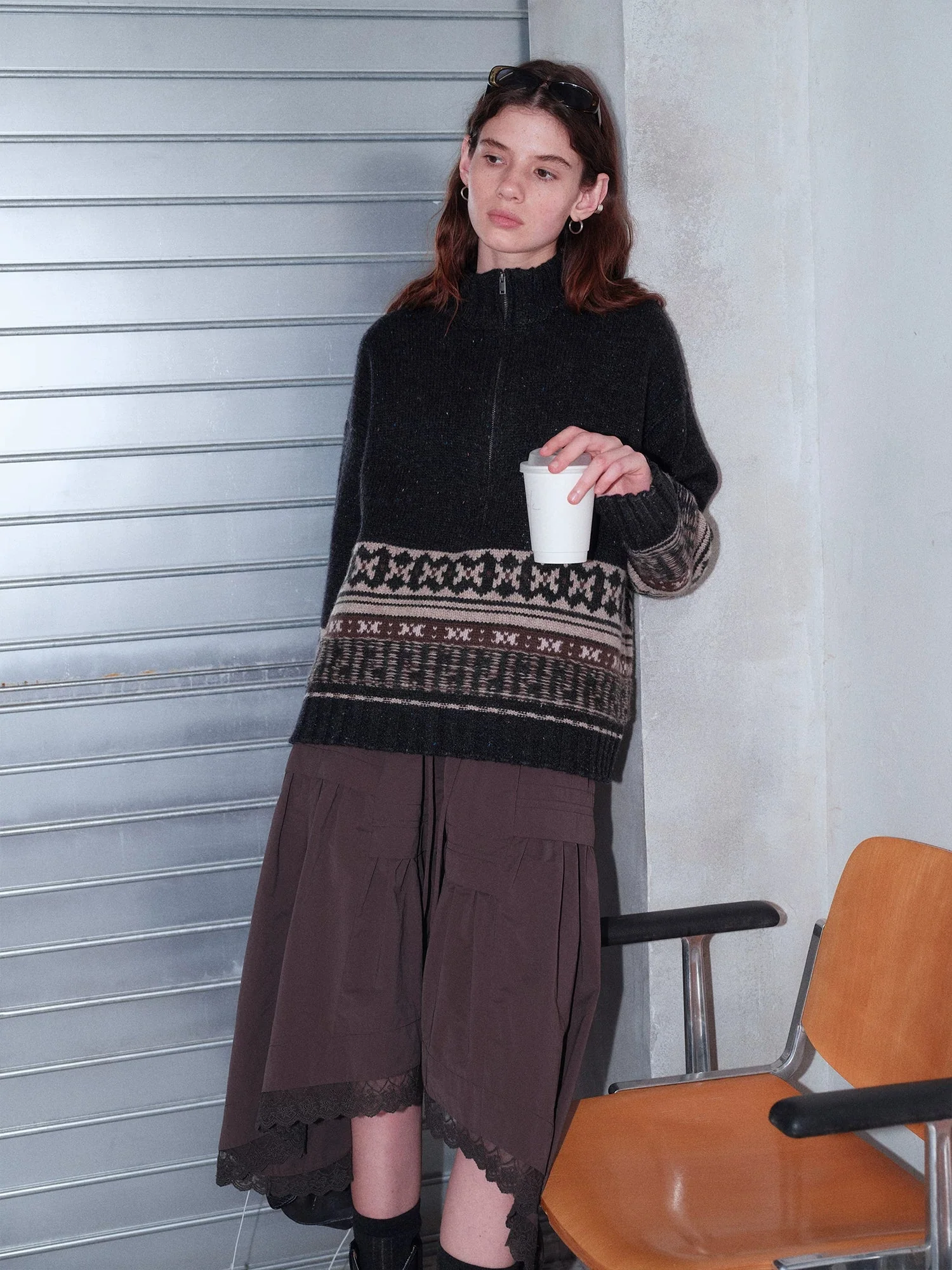 Fair Isle Wool Half-Zip Sweater - Image 5