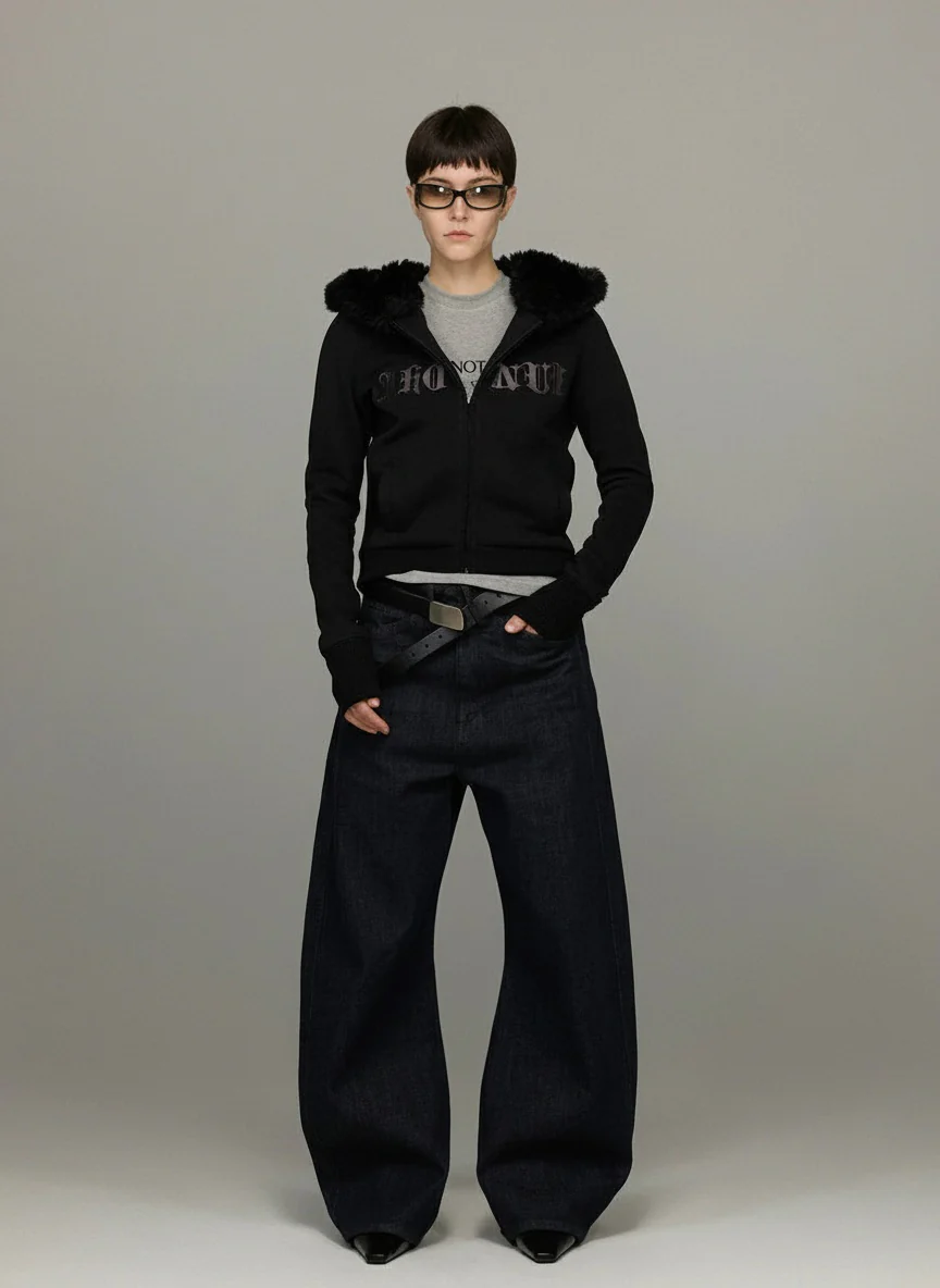 Faux-Fur Hood Zip Hoodie - Image 5