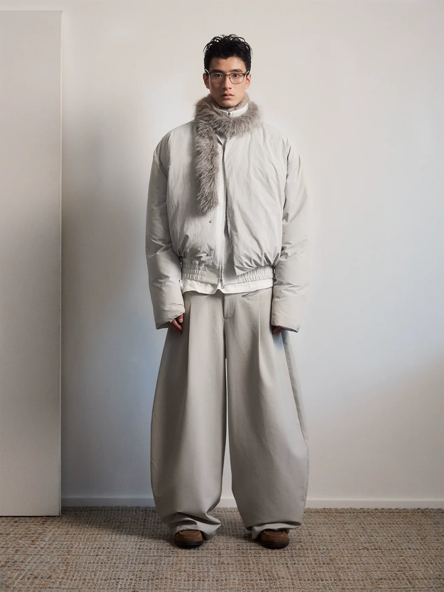 Faux-Fur Trim Down Bomber