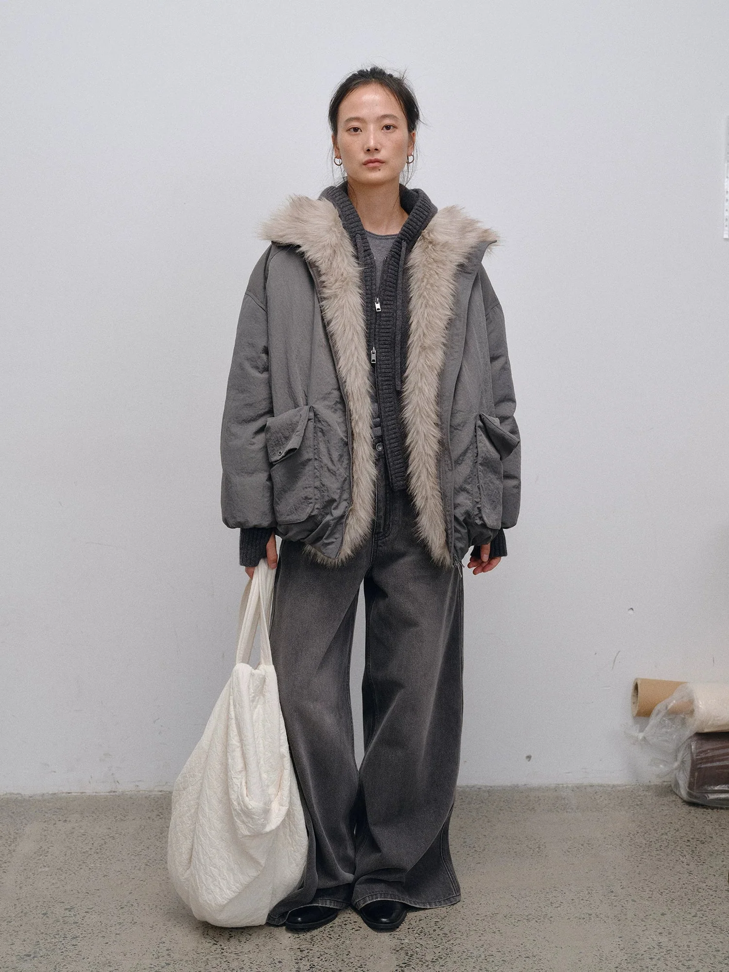 Faux Fur Trim Down Jacket - Image 2