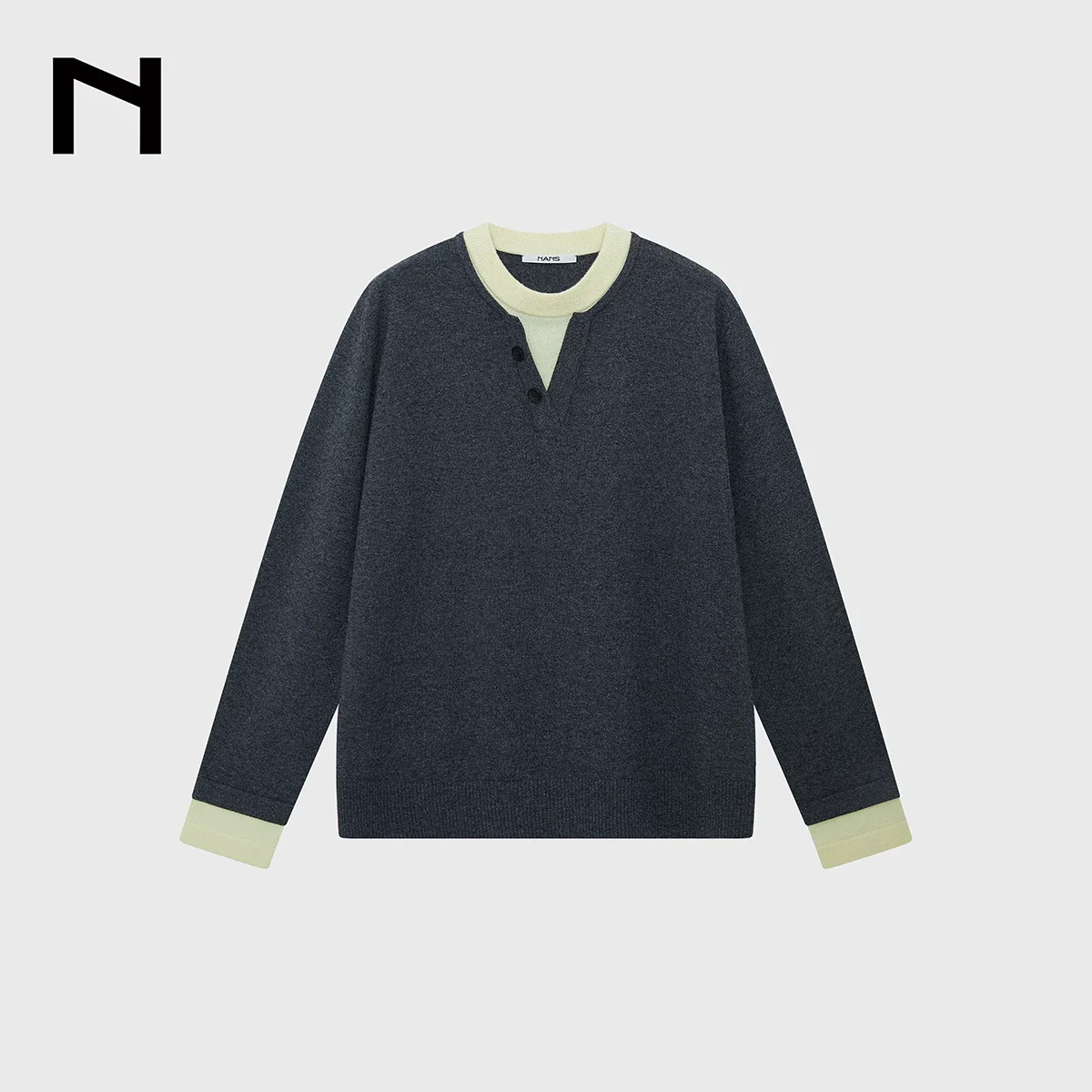 Faux Layered Wool-Cashmere Henley Sweater - Image 6