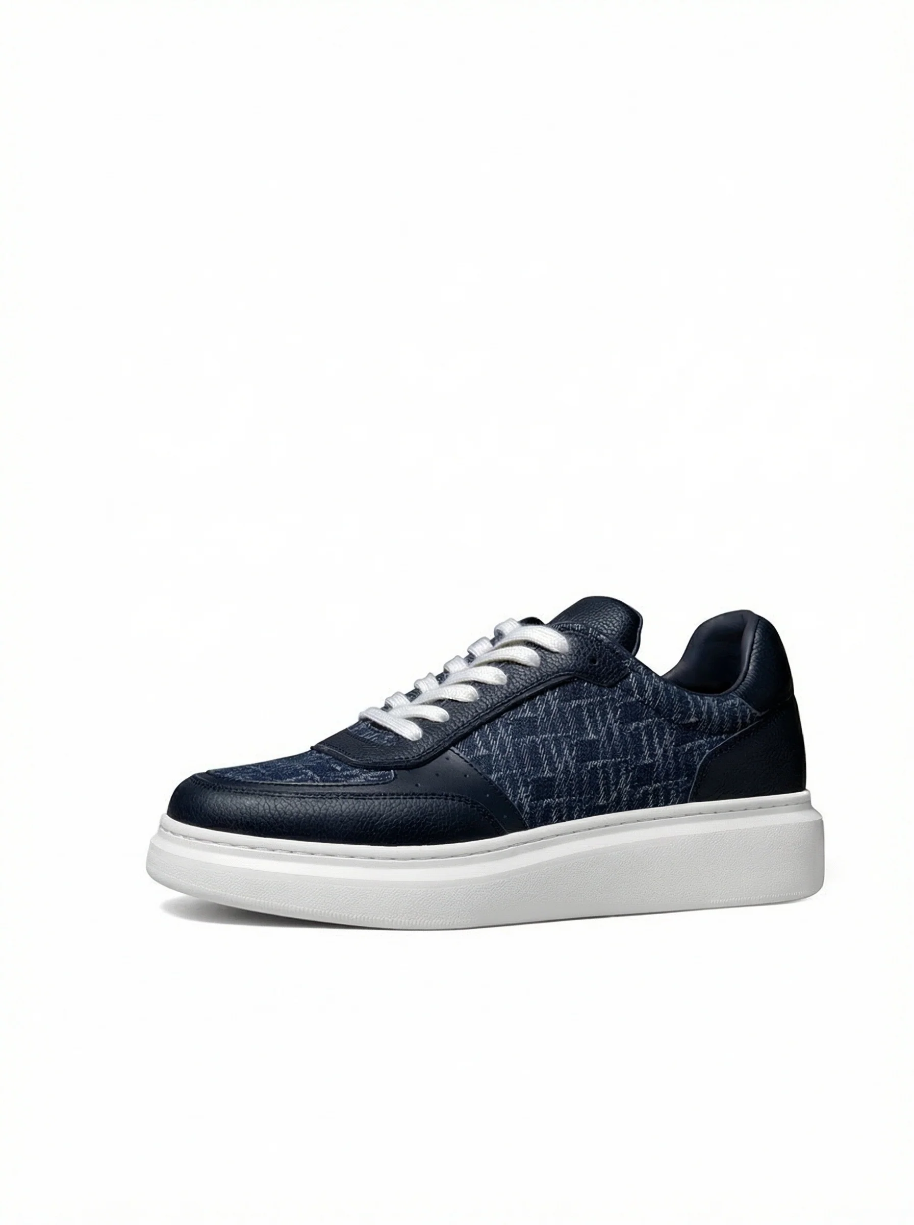 Faux Leather and Denim Platform Sneaker - Image 3