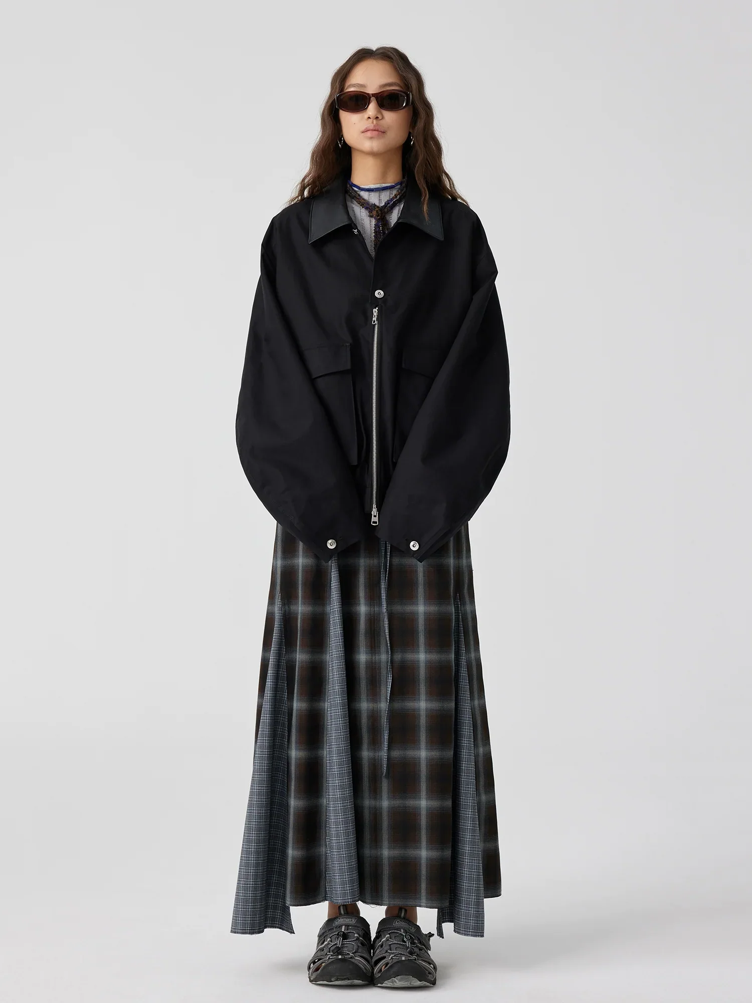 Faux Leather-Collar Half-Zip Jacket - Image 4