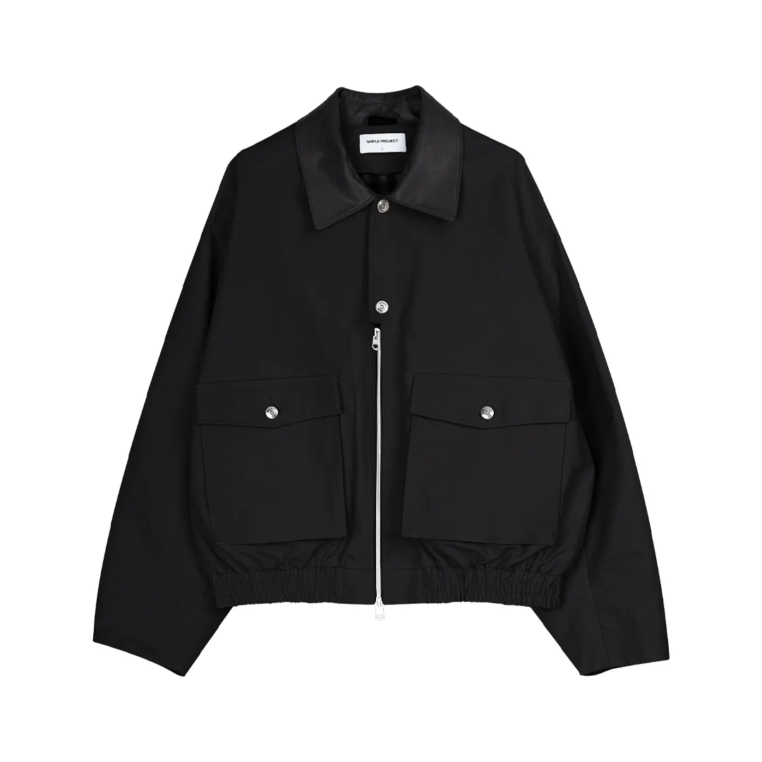 Faux Leather-Collar Half-Zip Jacket - Image 7