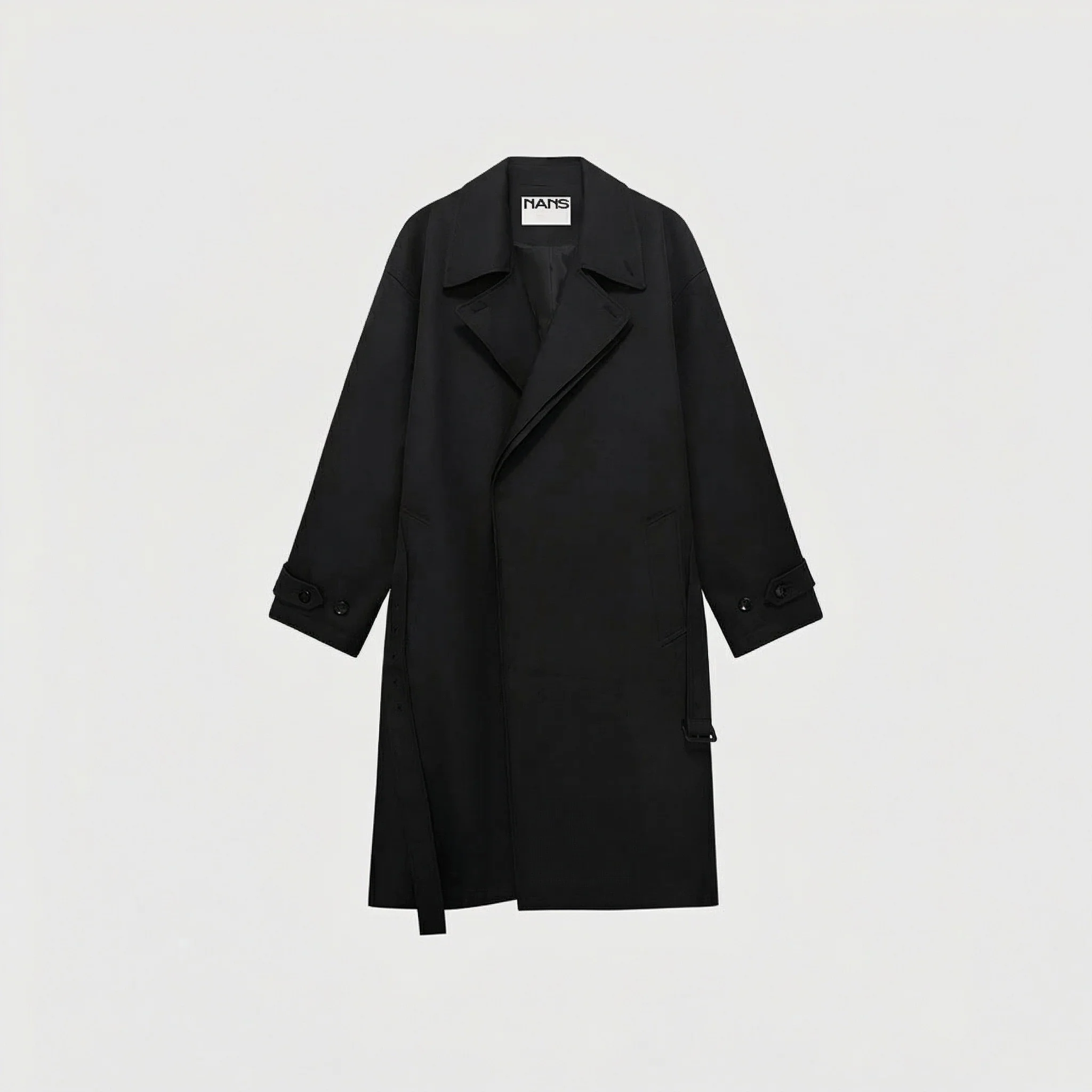 Faux Leather-Collar Trench Coat - Image 8