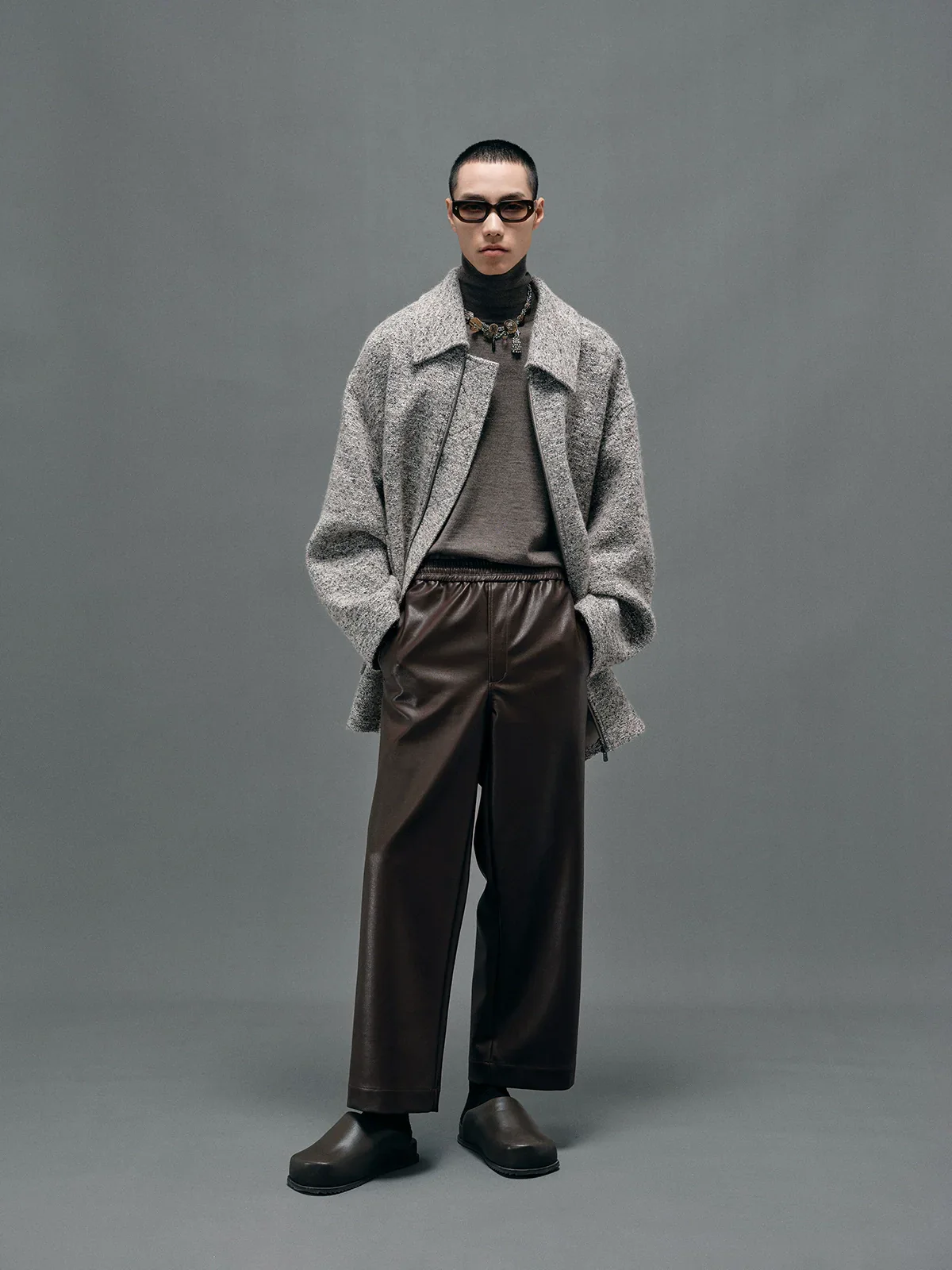 Faux Leather Cropped Straight Trousers
