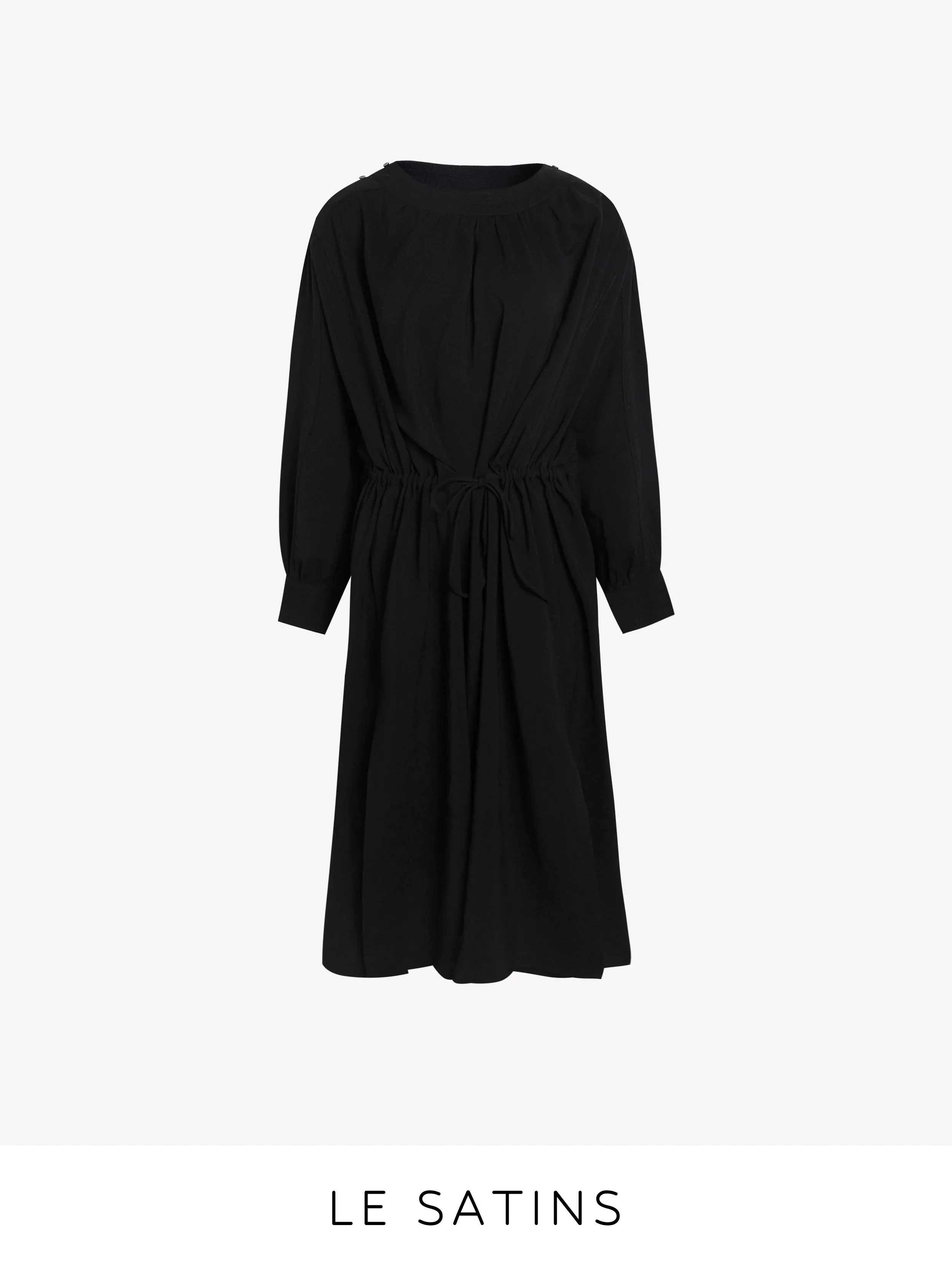 Faux Linen Drawstring Midi Dress - Image 4