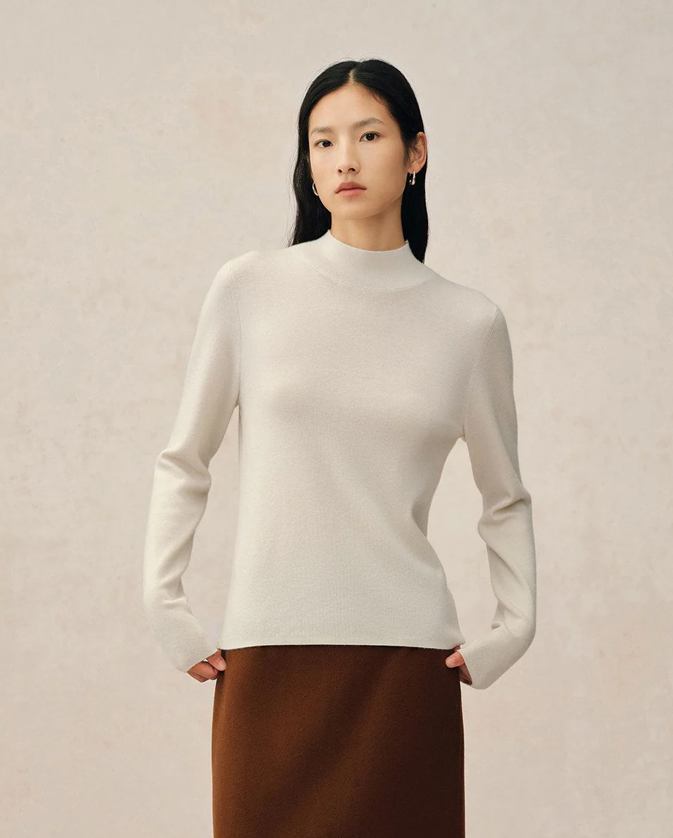 Fine Cashmere Mock Neck Top - Image 7