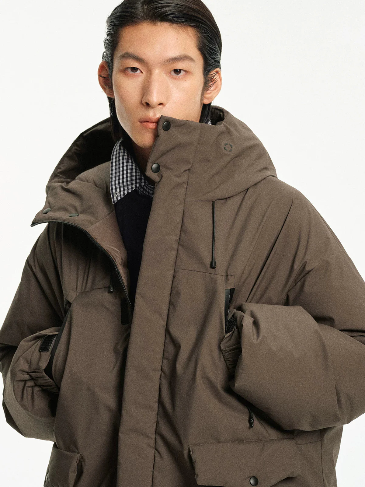 Fine Check Jacquard Down Parka - Image 5