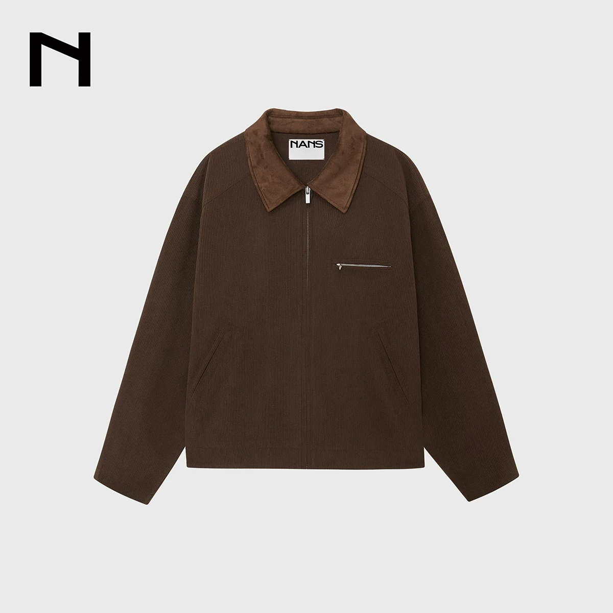 Fine Corduroy Contrast Collar Zip Jacket - Image 6