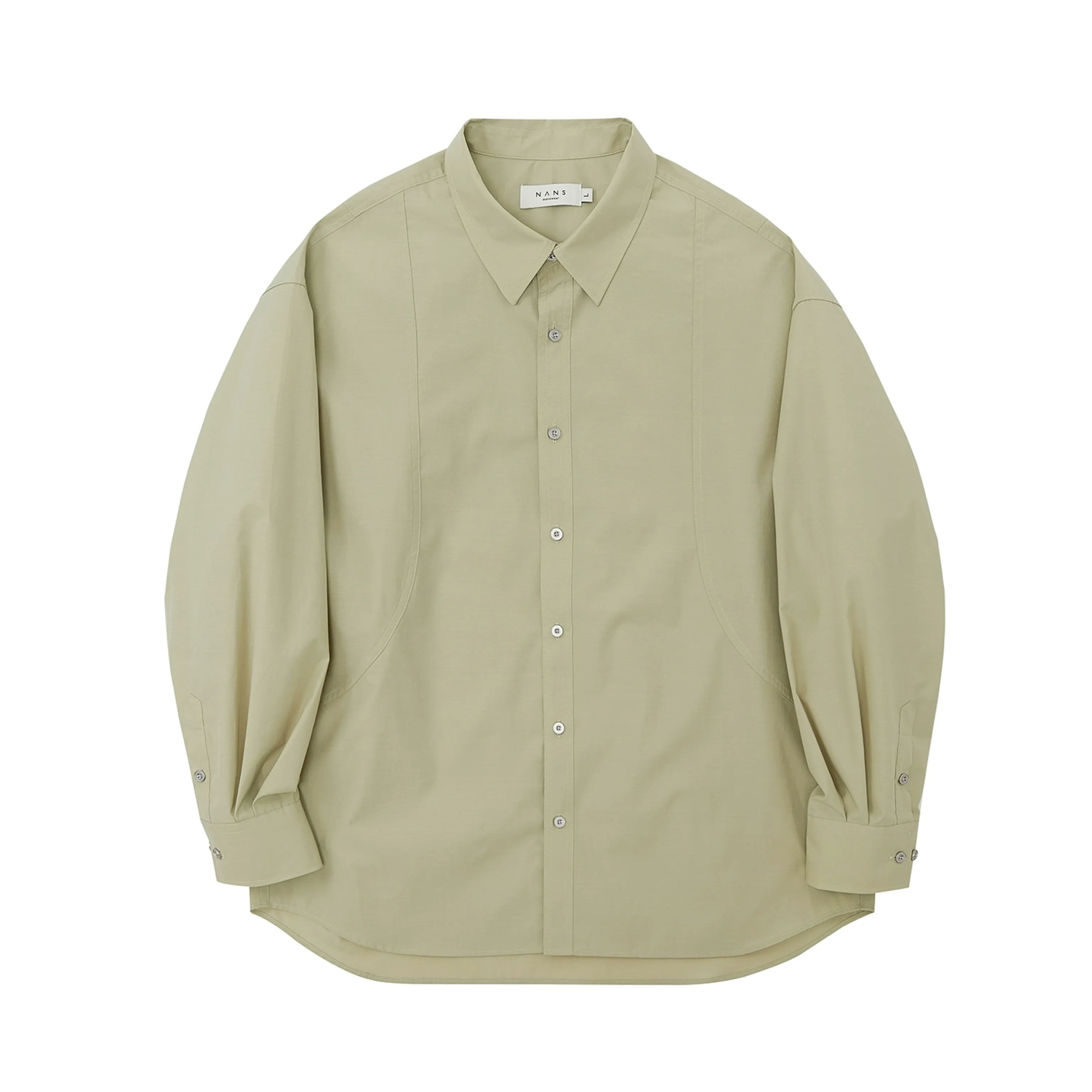 Fine Cotton Blend Split Long-Sleeve Shirt