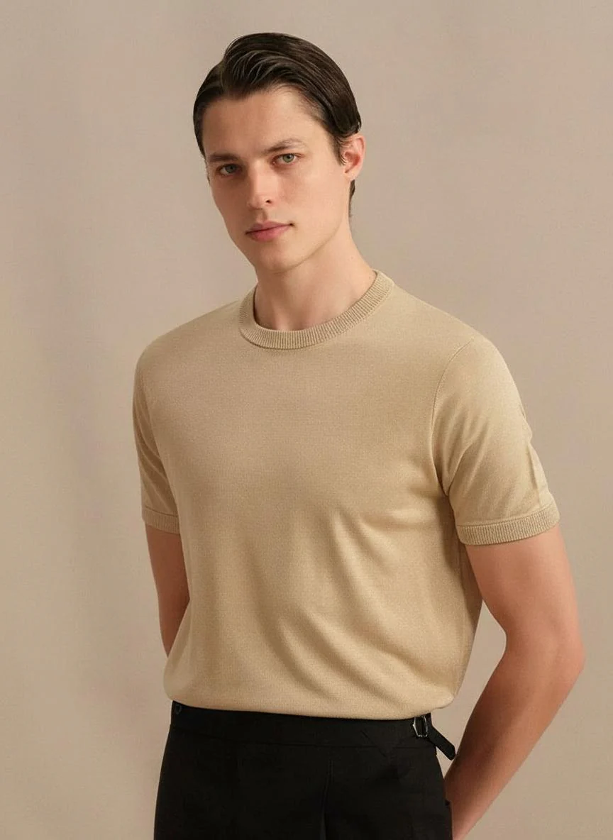 Fine-Gauge Tussah Silk Crewneck Tee - Image 4