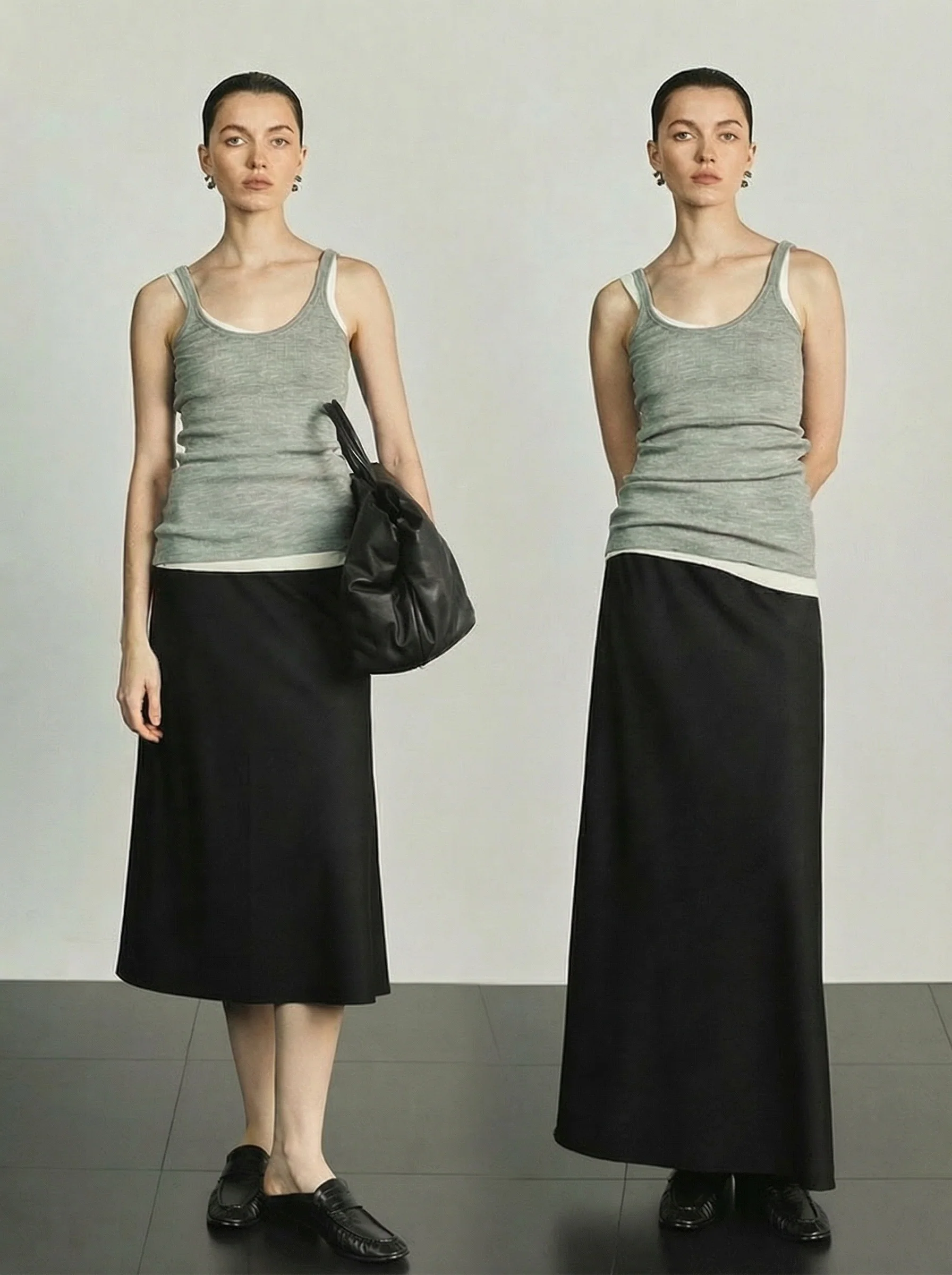 Fine Wool Bias-Cut A-Line Skirt - Image 9