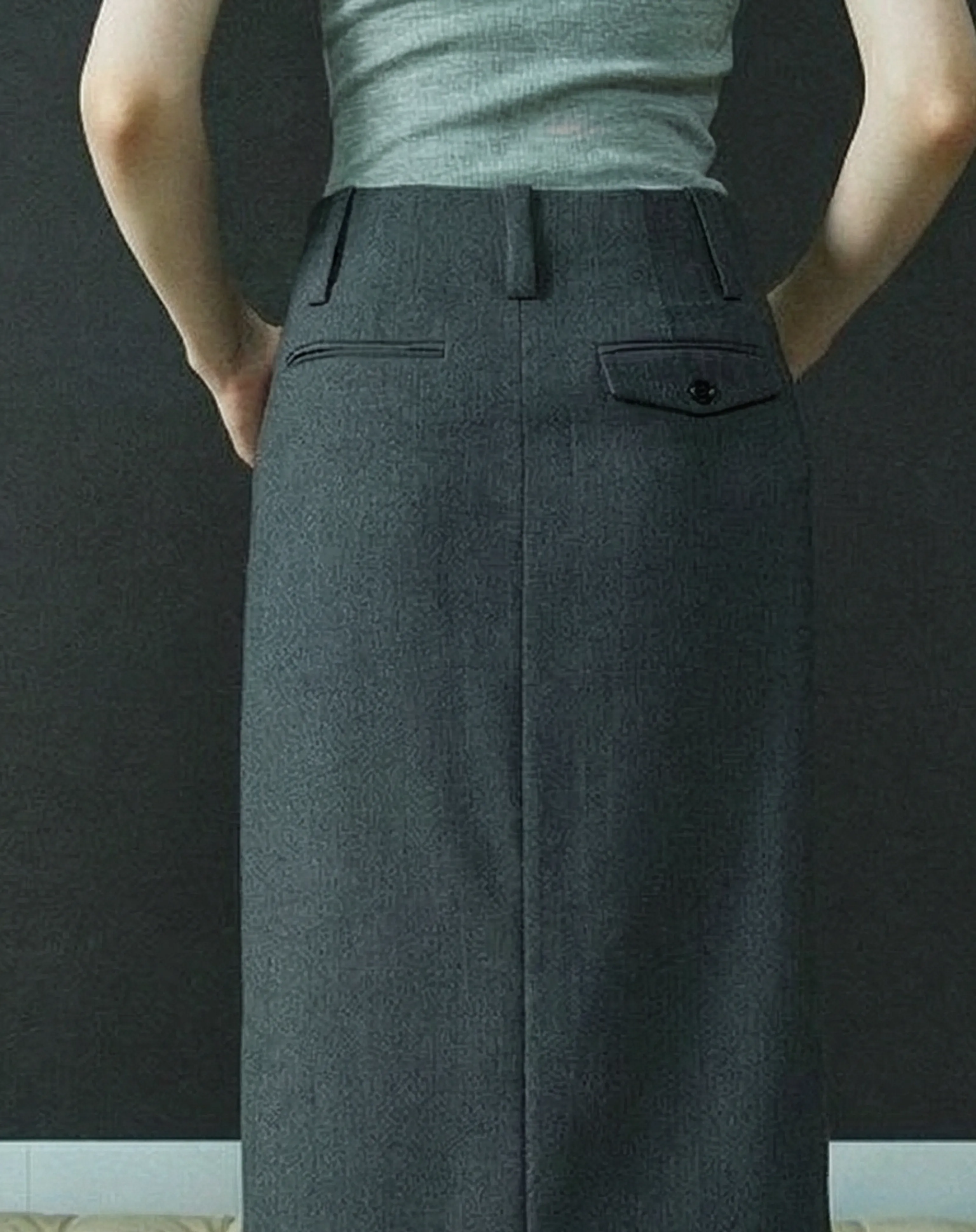 Fine Wool Front-Slit Column Skirt - Image 4