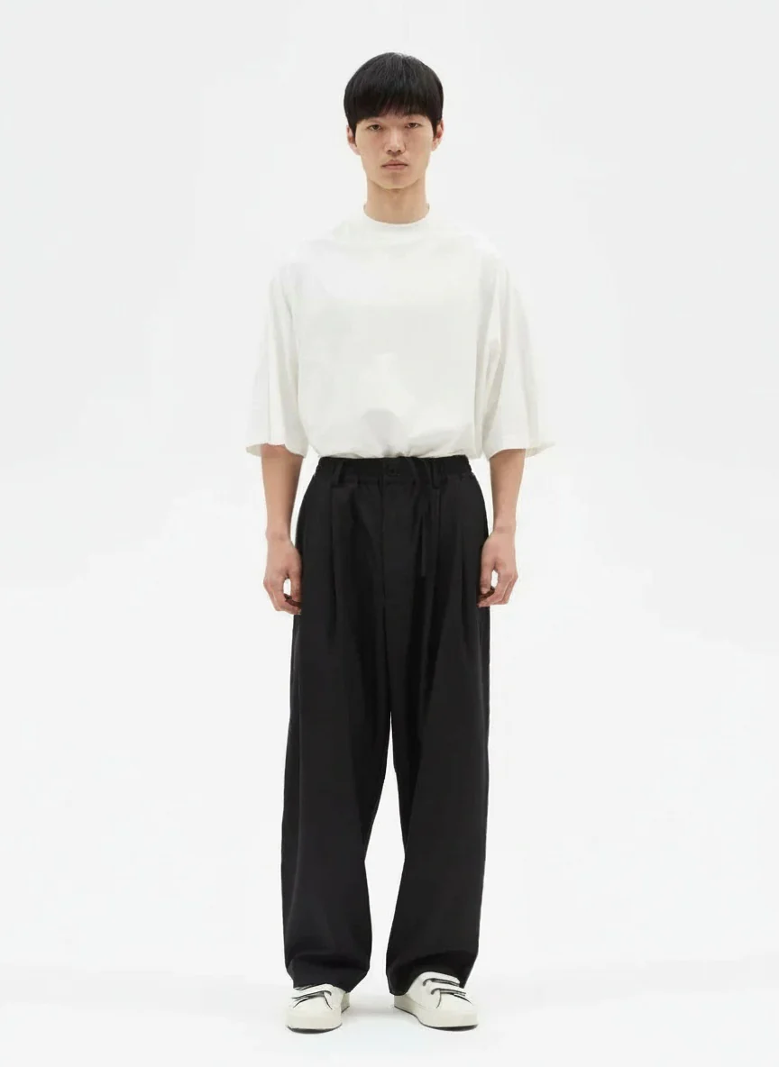 Fine-Woven Wide-Leg Drawstring Trousers - Image 6