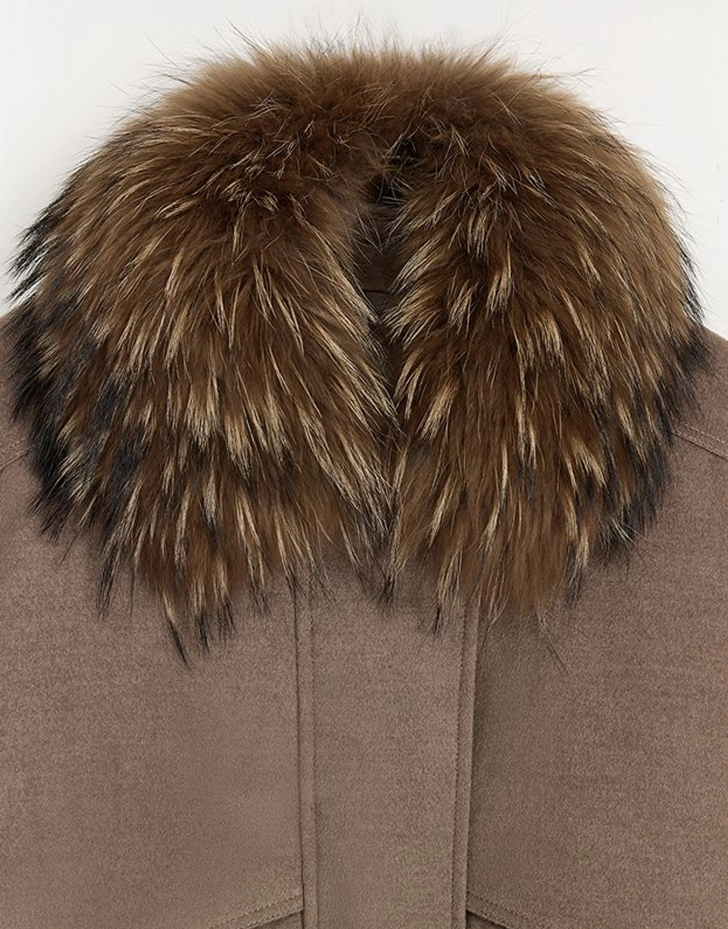 First-Shear Wool Bomber with Detachable Raccoon Fur Collar - Image 3