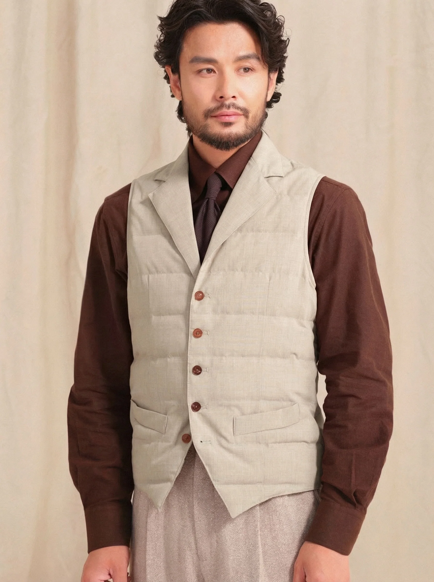 Five-Button Quilted Vest - Image 3