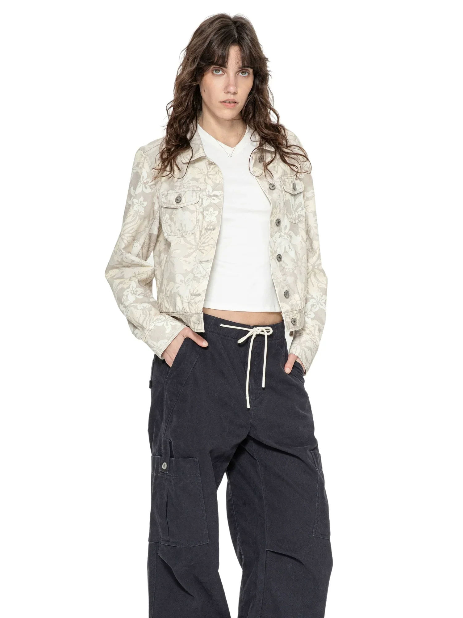 Floral Cropped Denim Jacket