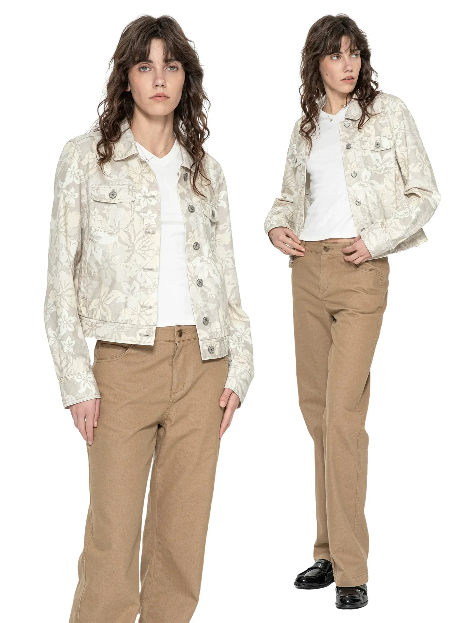 Floral Cropped Denim Jacket - Image 2