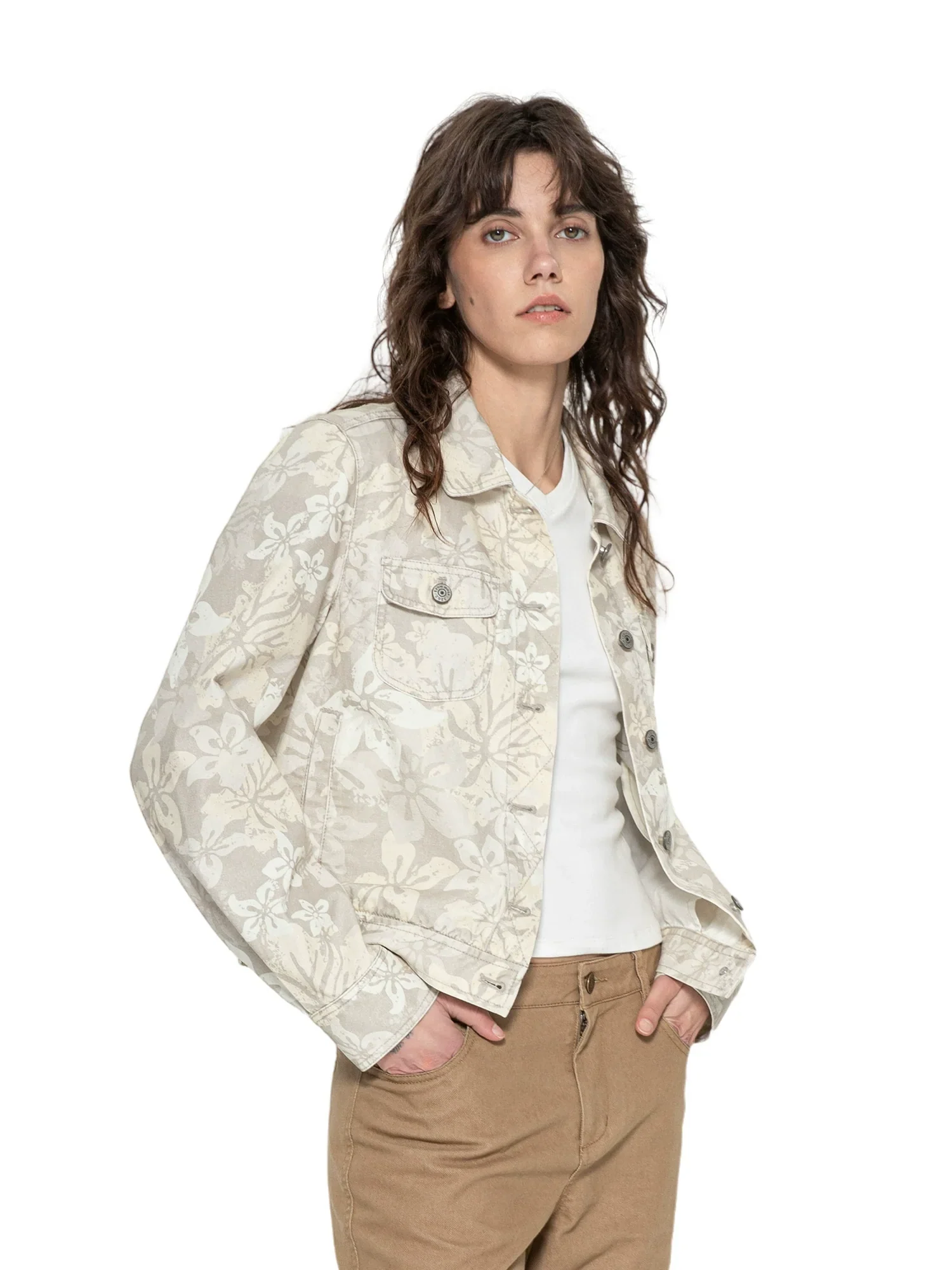 Floral Cropped Denim Jacket - Image 5