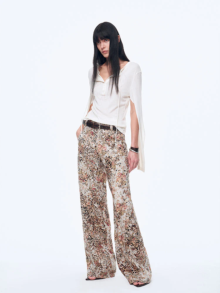 Floral Leopard Wide-Leg Pants - Image 3