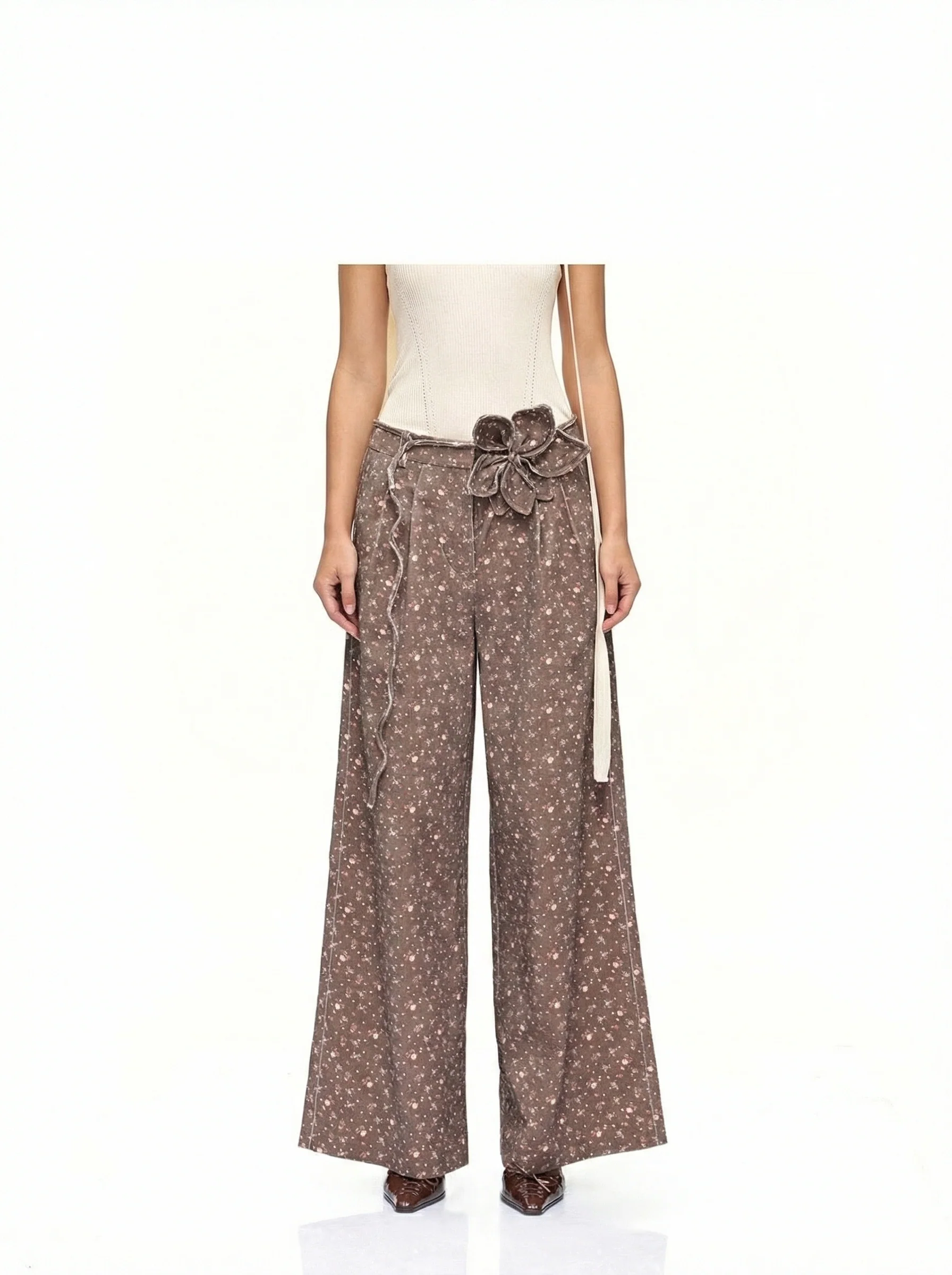 Floral Wide-Leg Trousers
