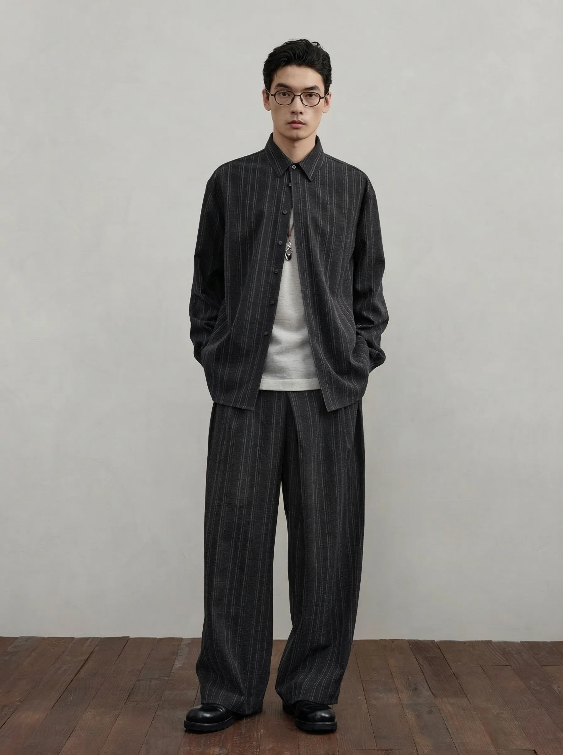Fog Night Oversized Striped Shirt - Image 8