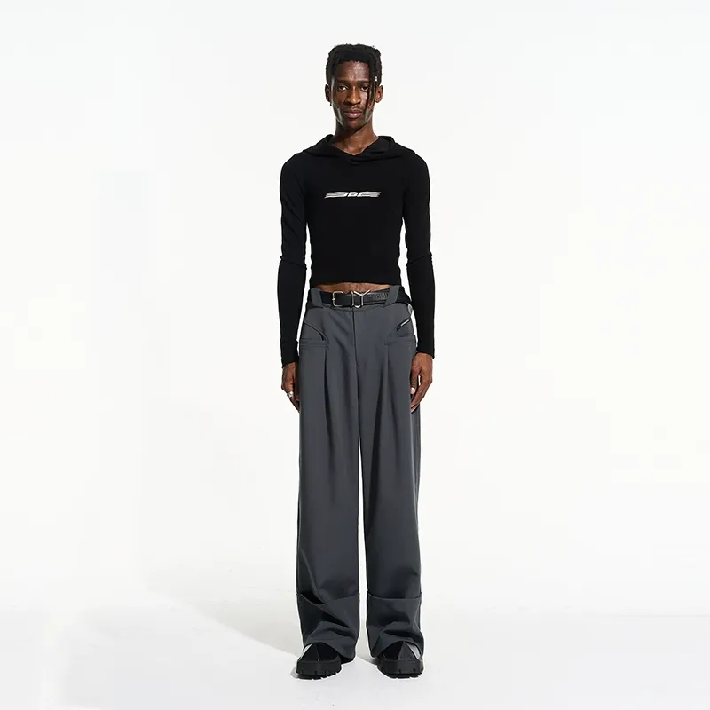 Fold-Over Waistband Straight-Leg Trousers - Image 5