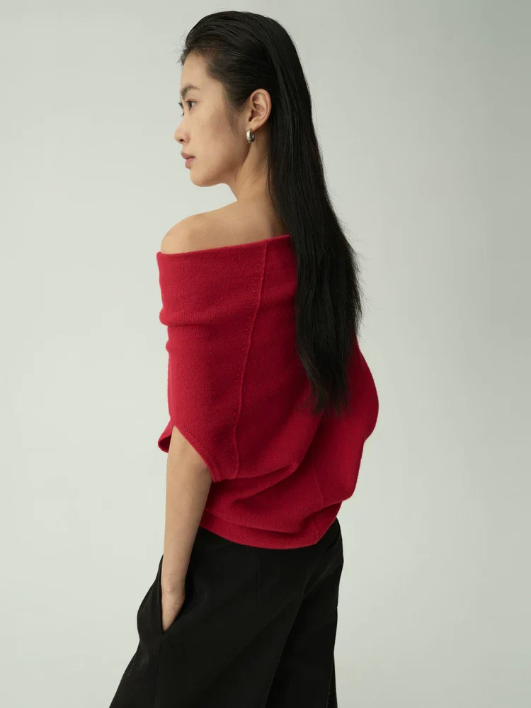 Foldover Neck Knit Top - Image 4