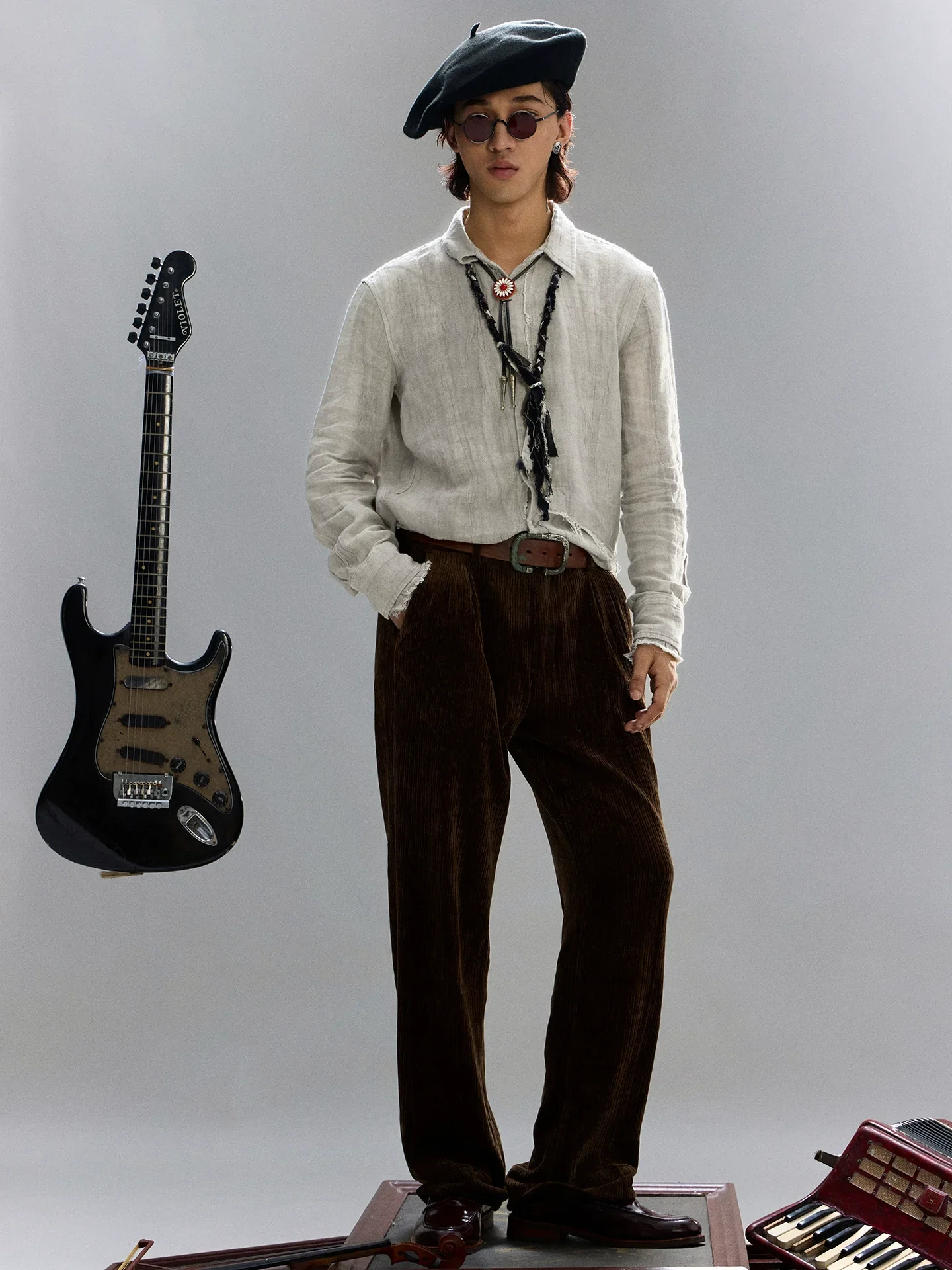 Frayed Linen Panel Shirt - Image 2