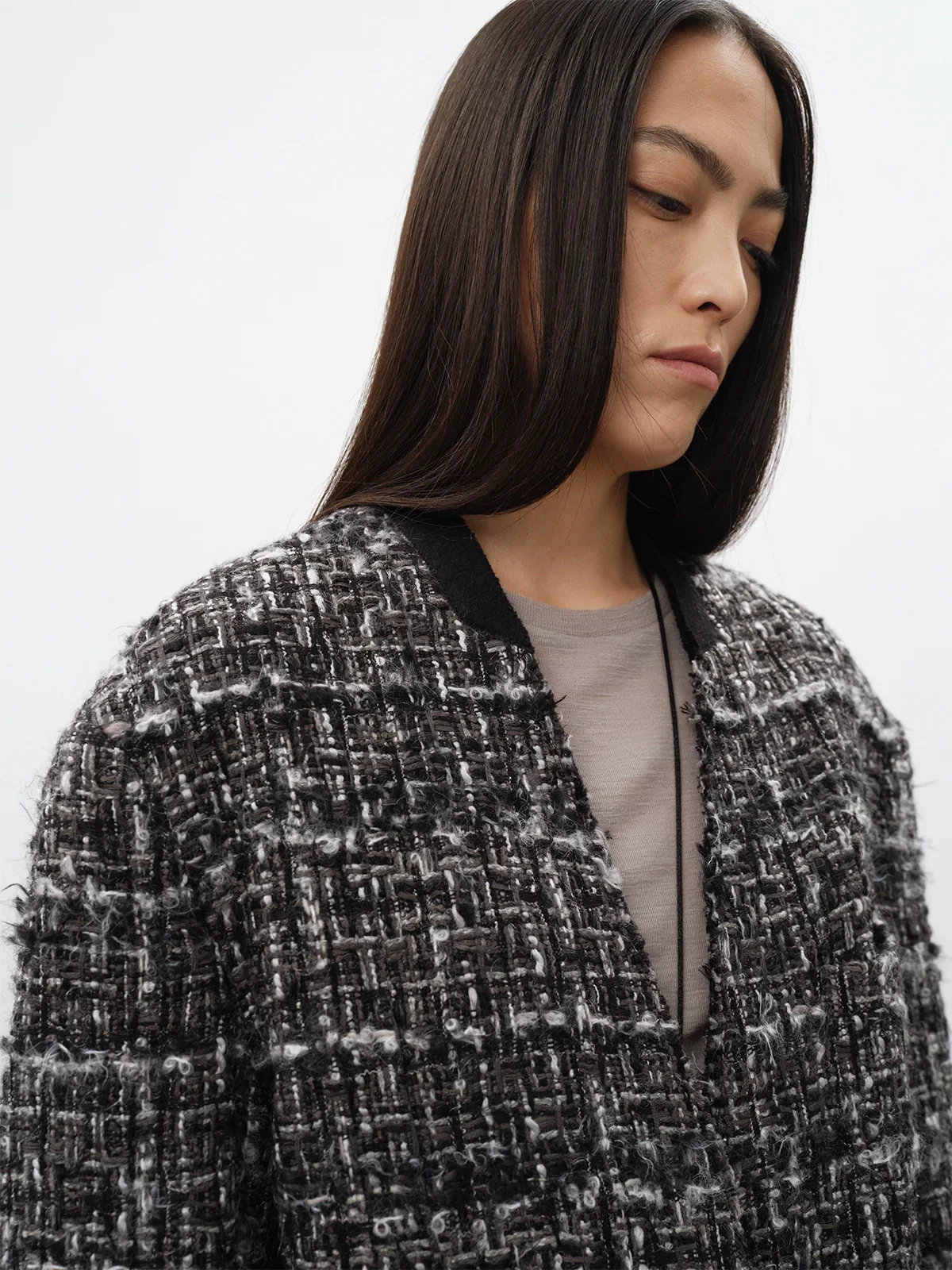 French Bouclé Tweed Belted Jacket - Image 4
