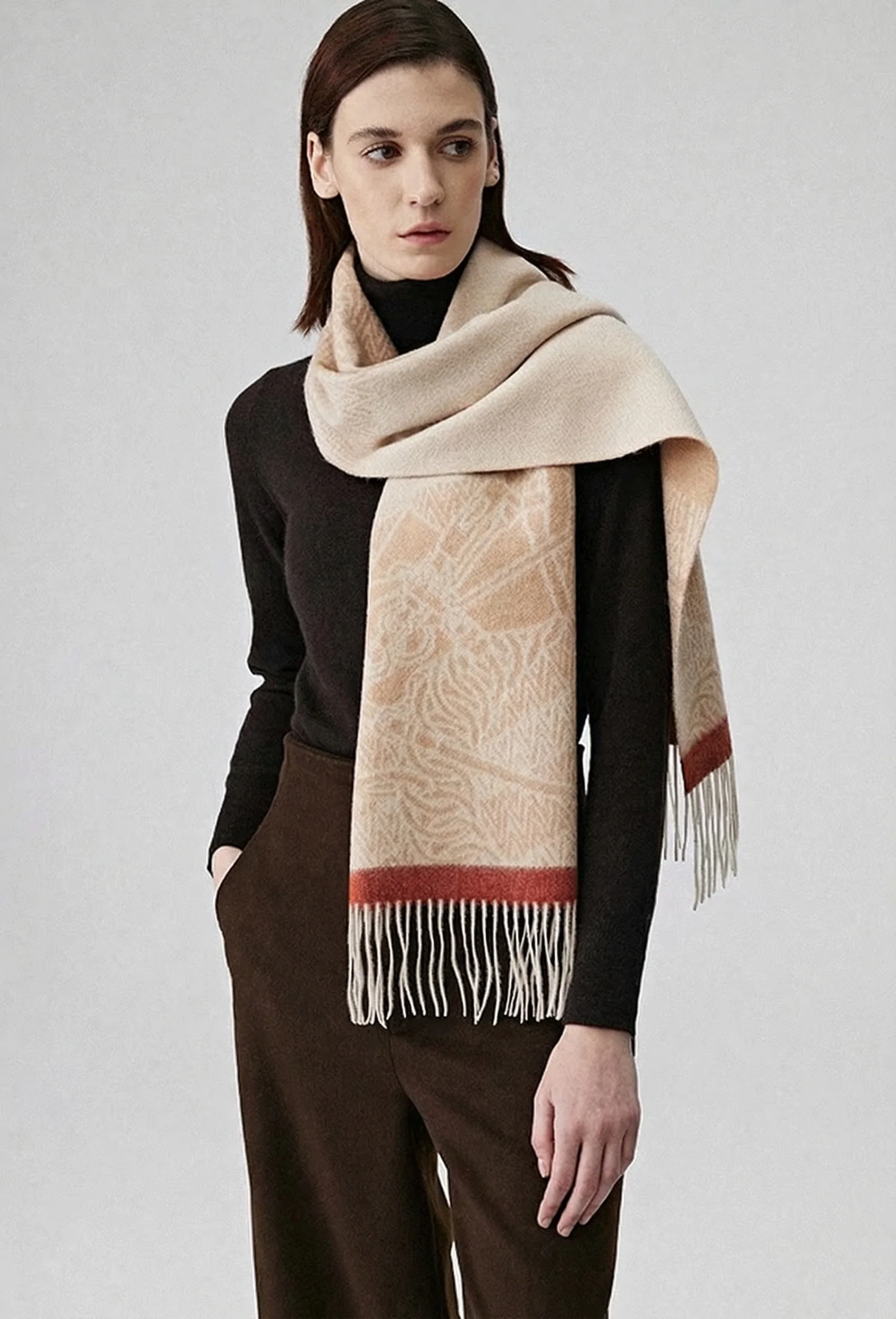 Fringed Jacquard Scarf - Image 5