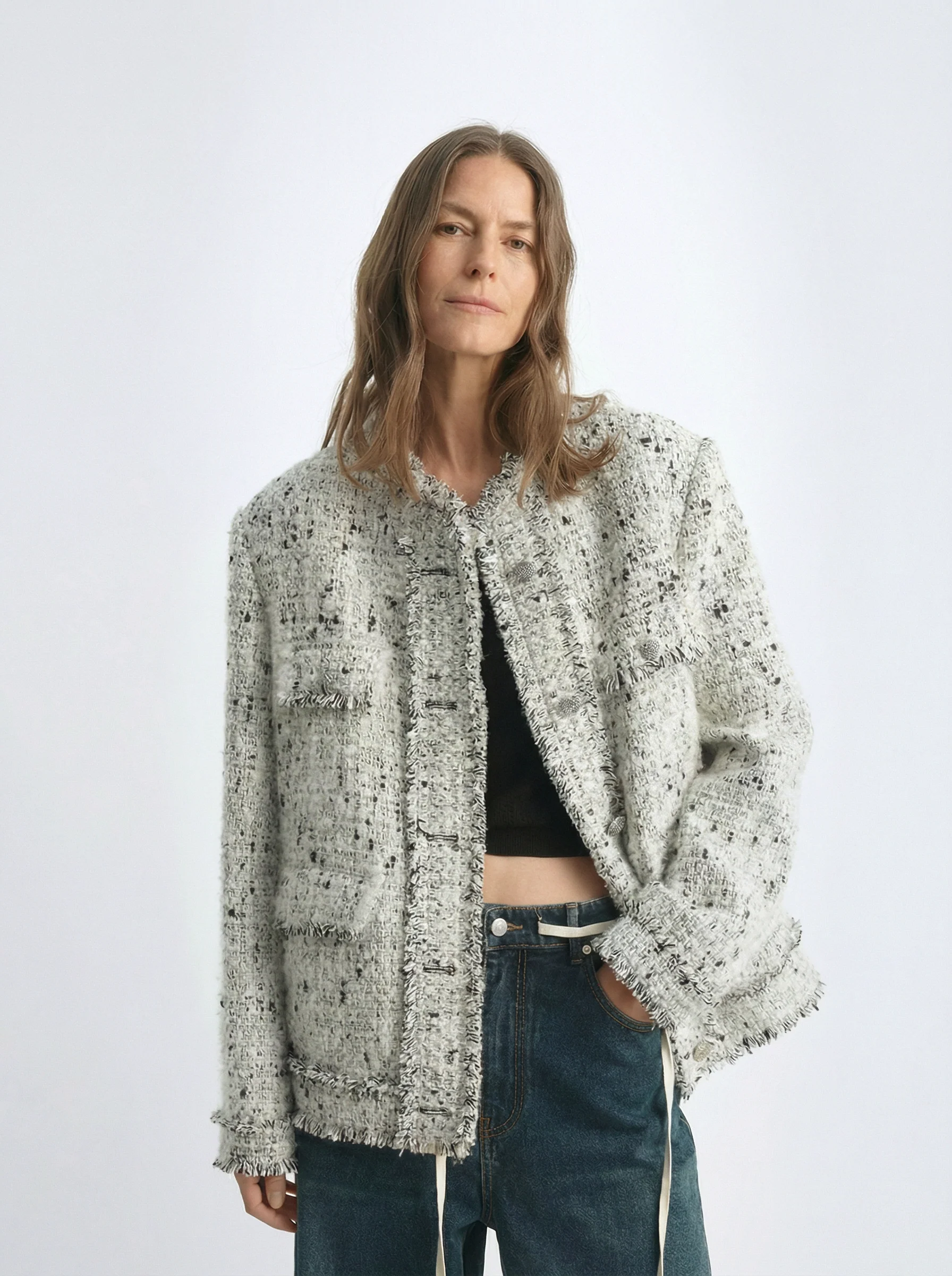 Fringed Tweed Jacket
