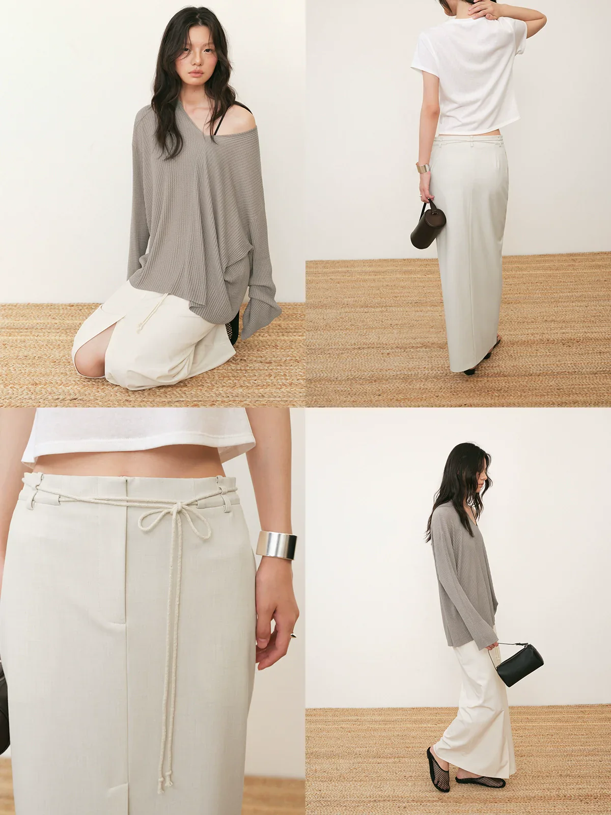 Front-Slit Drawstring Column Skirt - Image 2