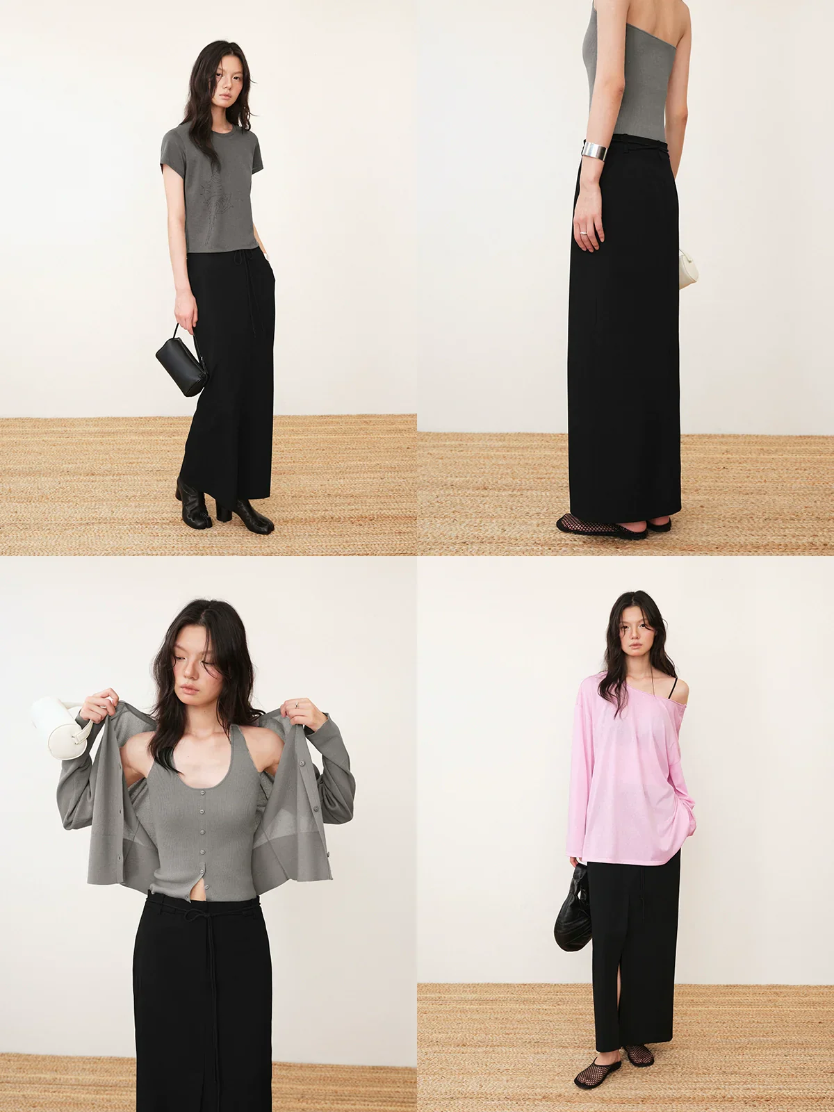Front-Slit Drawstring Column Skirt - Image 3
