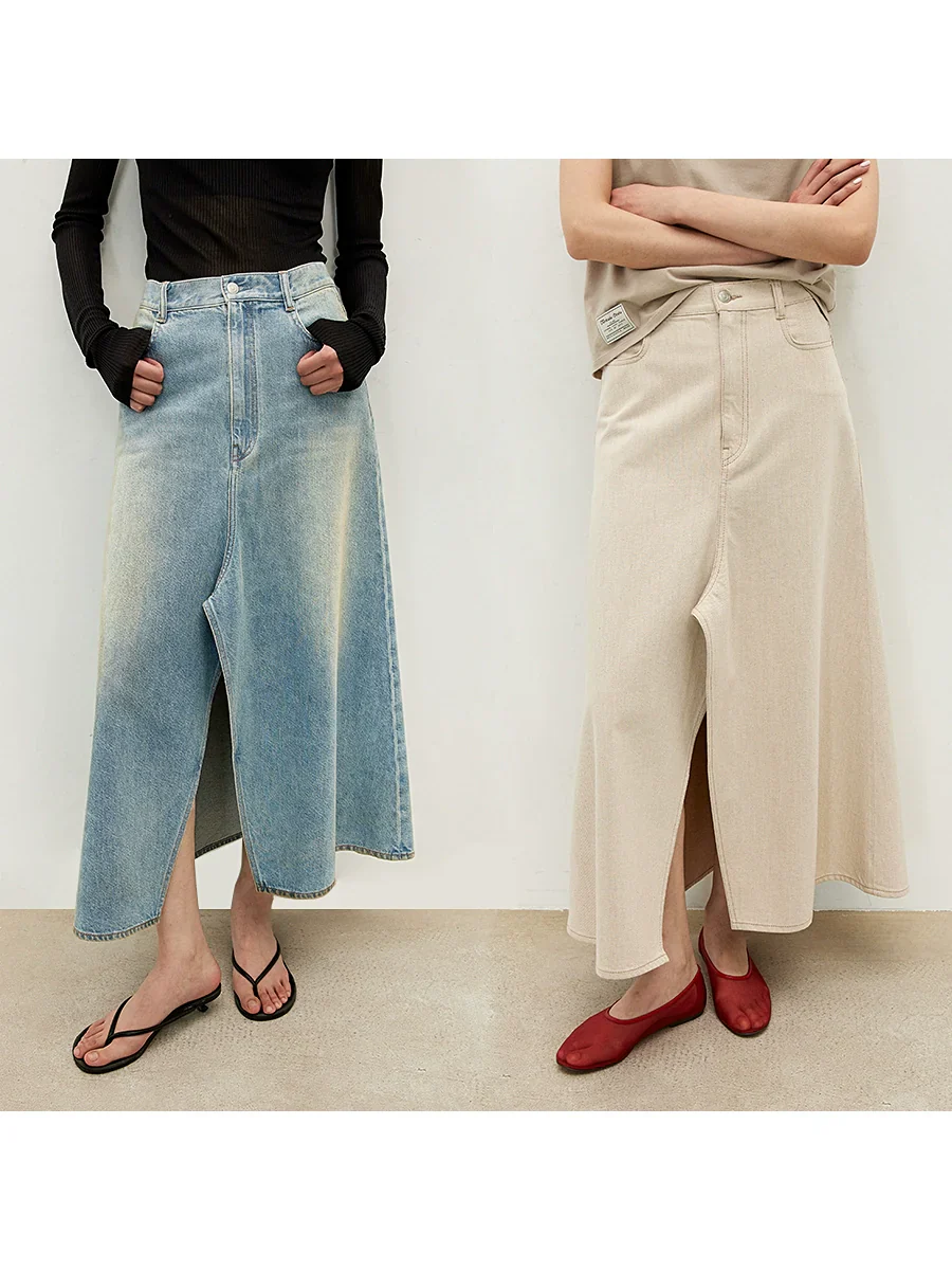Front-SlitA-LineDenimSkirt