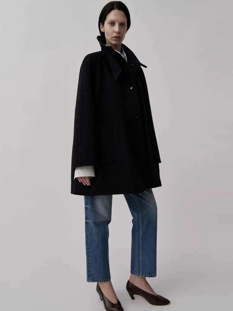 Funnel Collar A-Line Coat - Image 2
