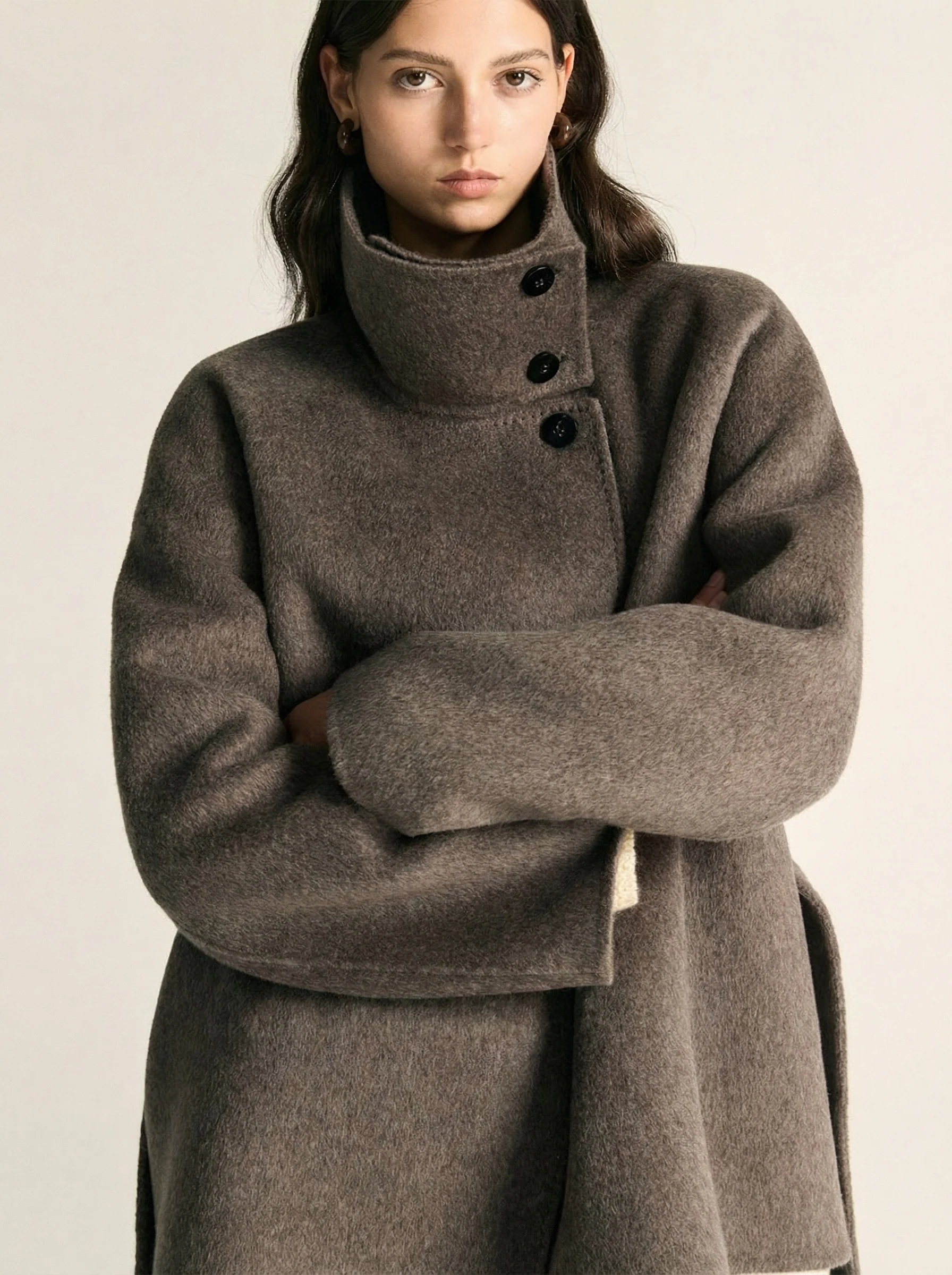 Funnel Neck Belted Coat - Image 5