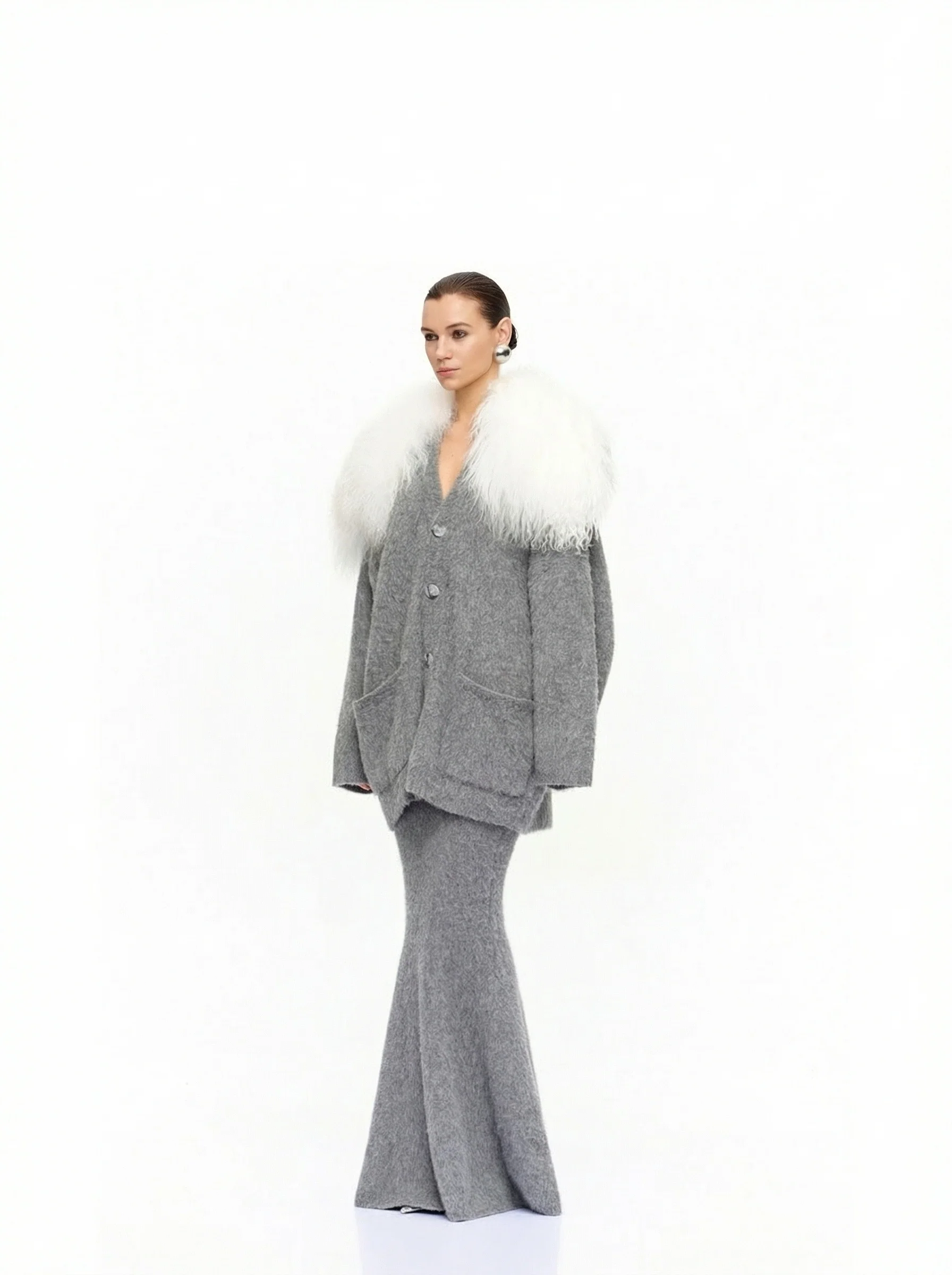 Fur-Collar Knit Set - Image 5