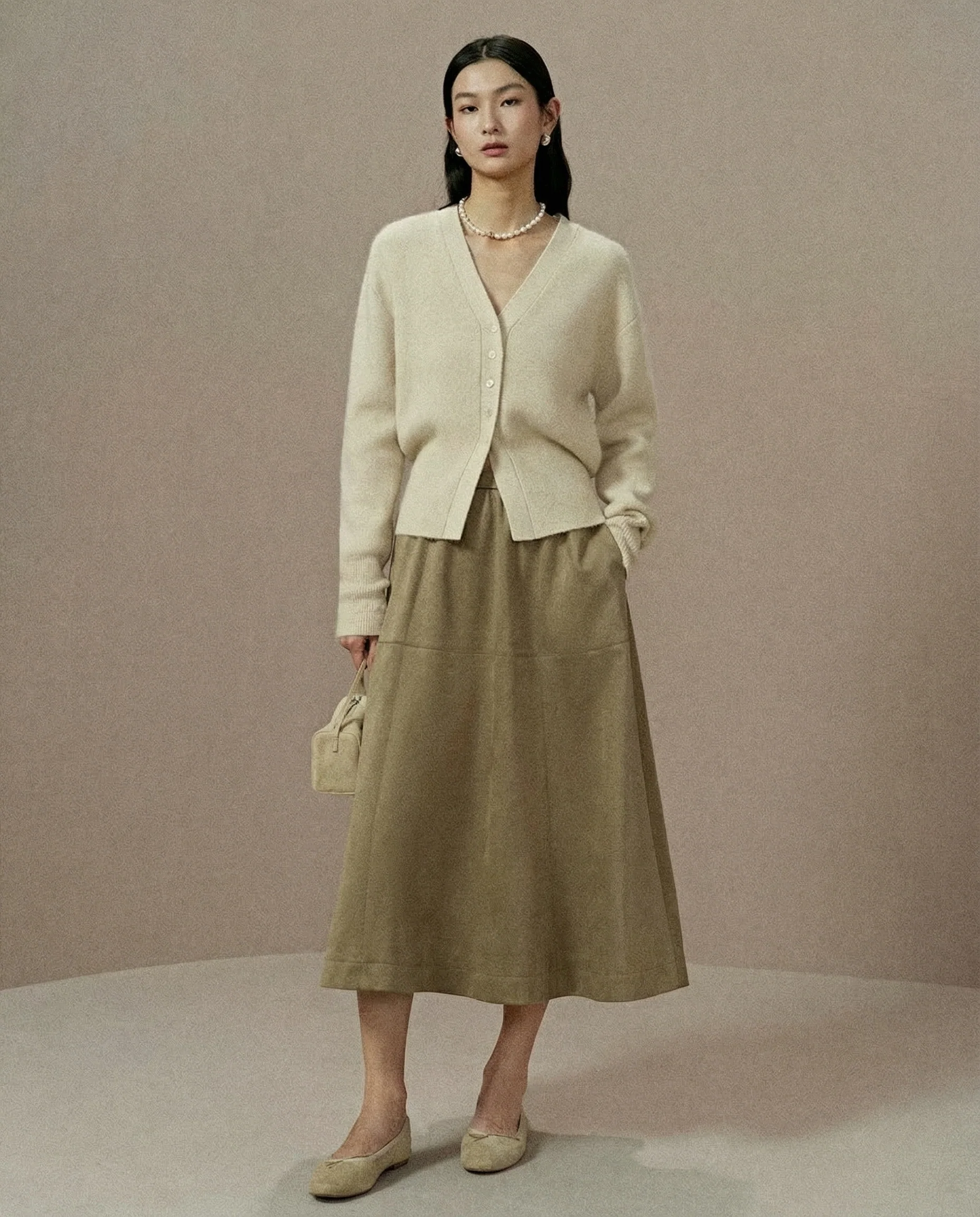 Fuzzy V-Neck Cardigan - Image 2