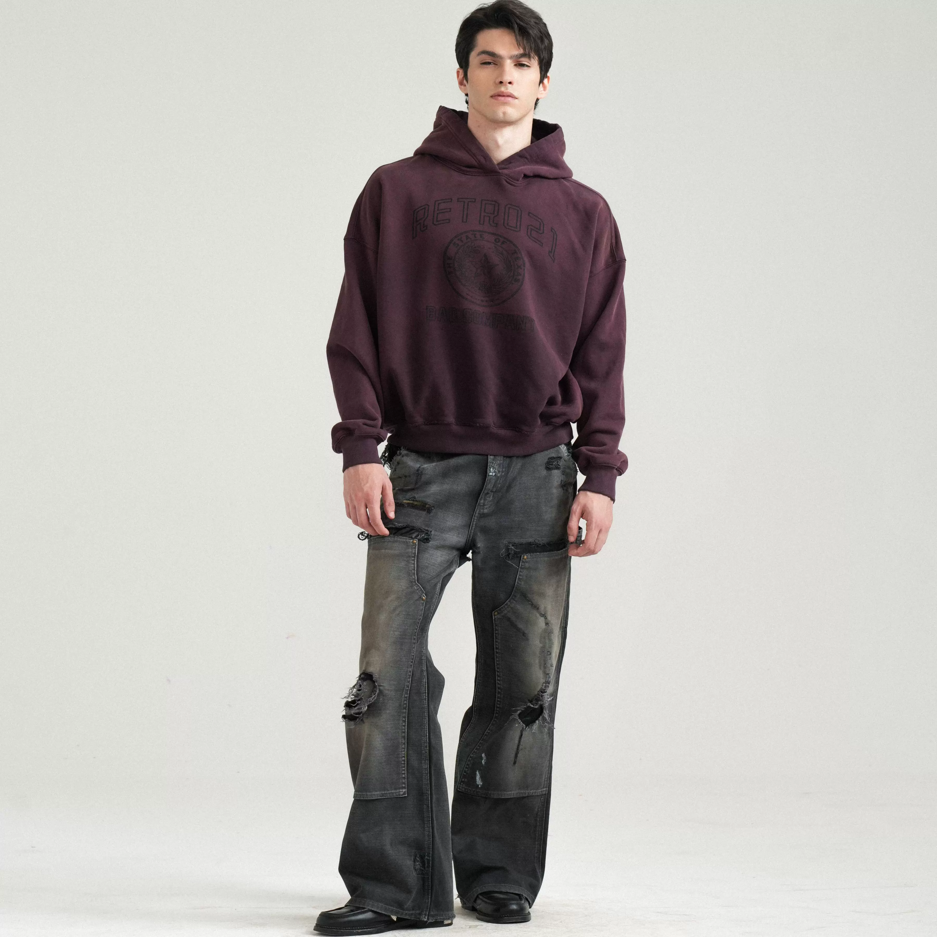 Garment-dyed Distressed Denim Pants - Image 2