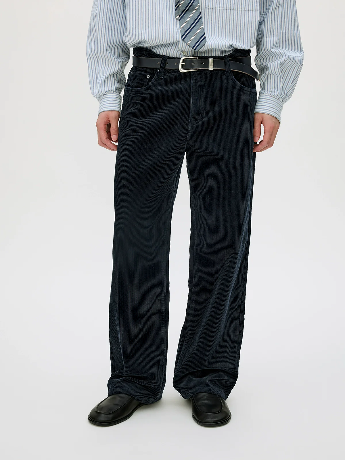 Garment-Washed 8-Wale Corduroy Straight Trousers - Image 3
