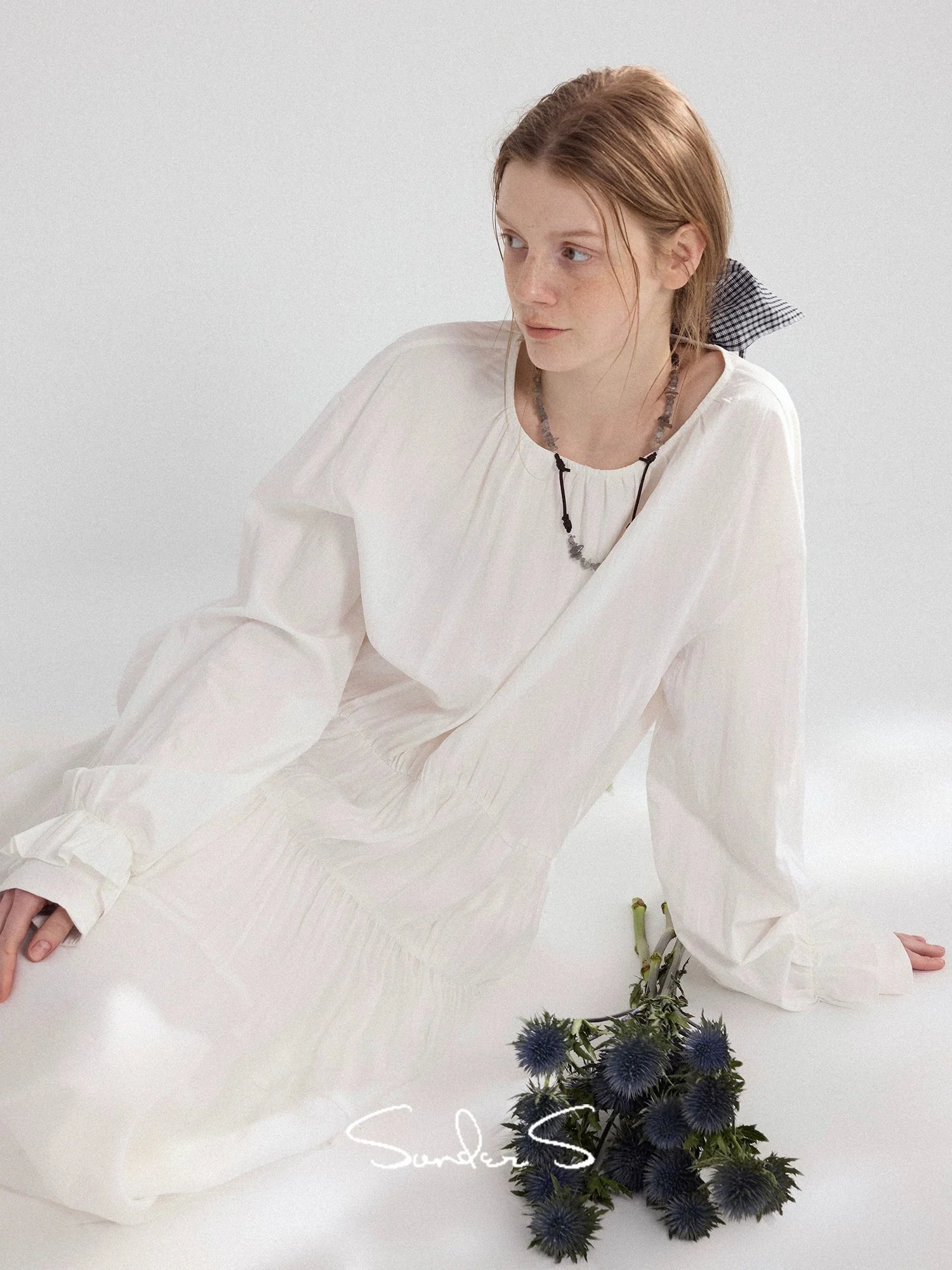 Gathered Tencel Maxi Dress - Image 3