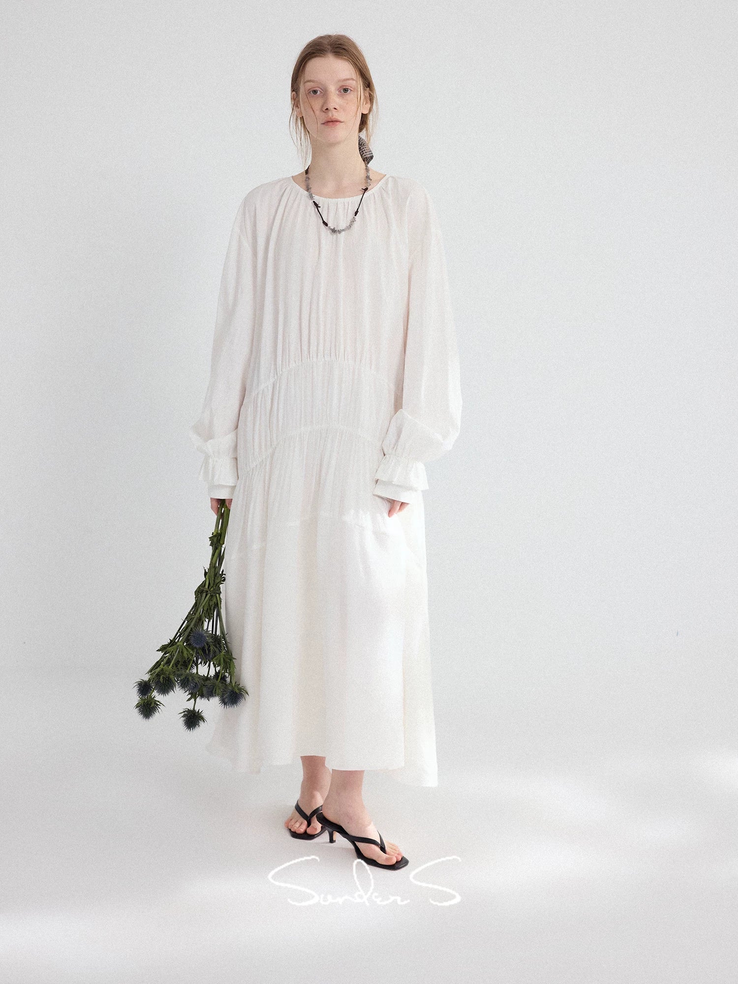 Gathered Tencel Maxi Dress - Image 5