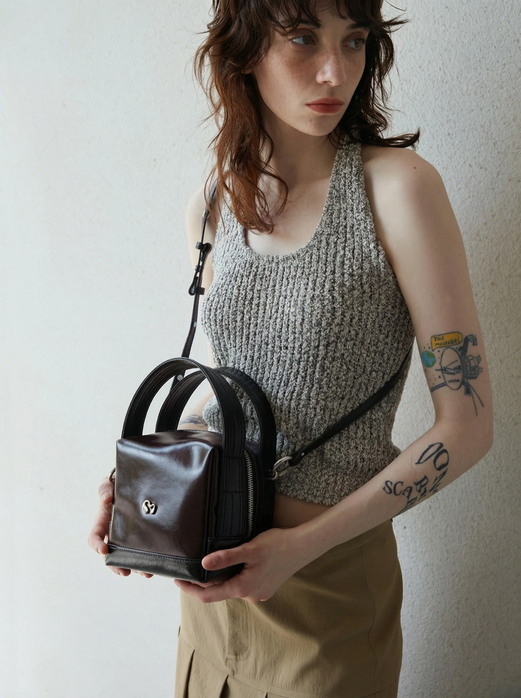 Genuine Leather Mini Cube Satchel - Image 6