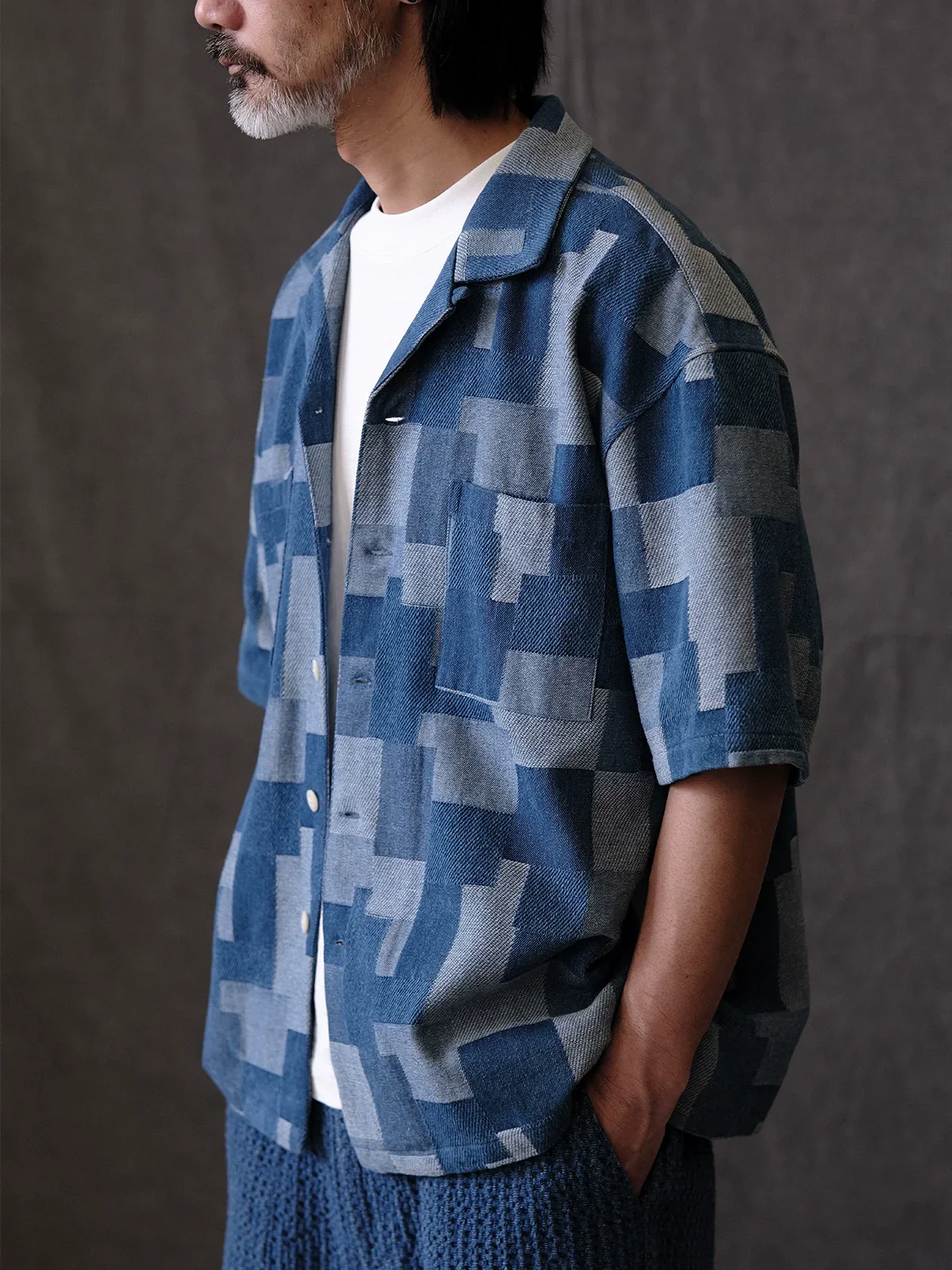 Geometric Denim Patchwork Shirt - Image 4